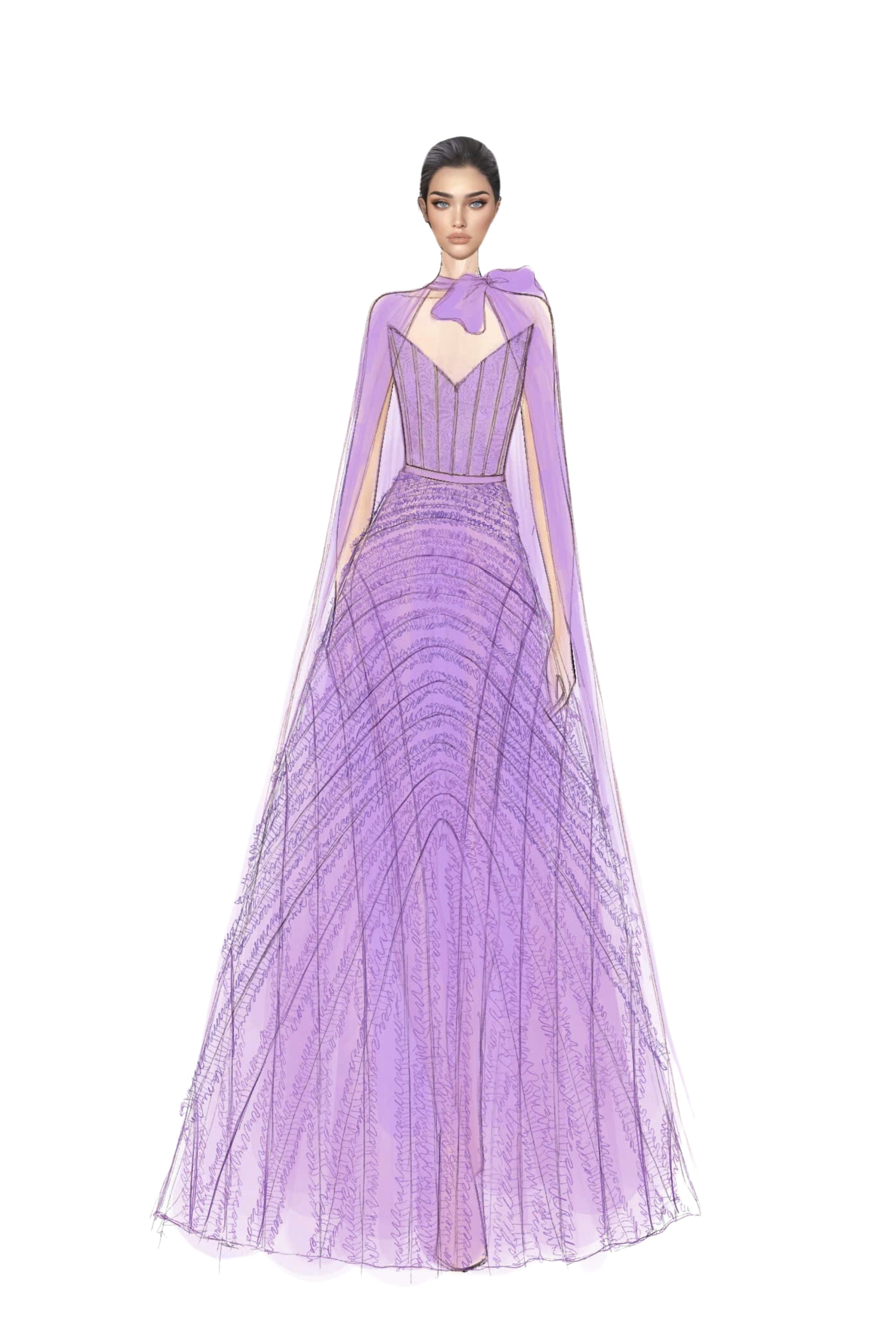 Cécile Tulle Dress with Marianne silk cape