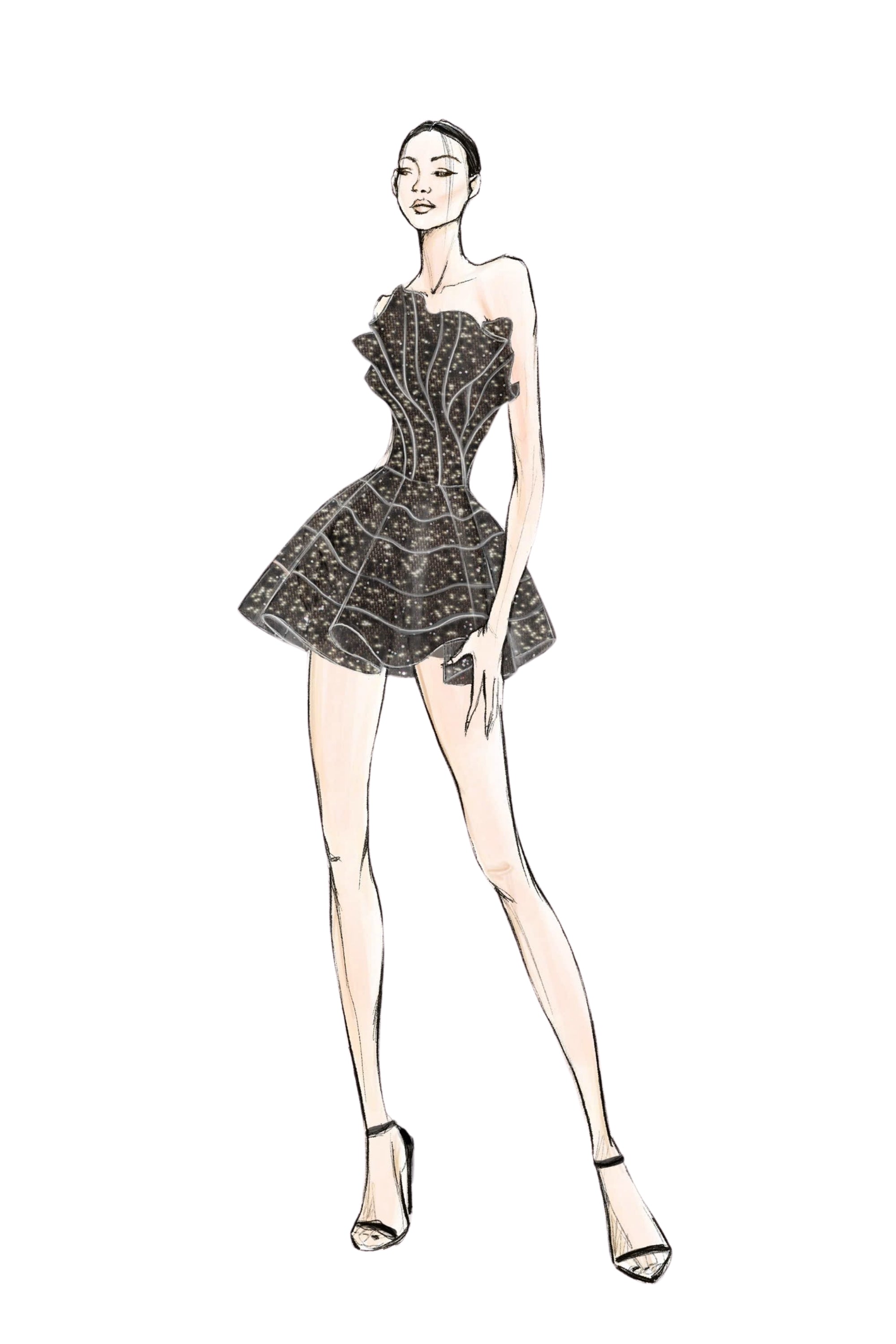 Aqrab glitter tulle dress