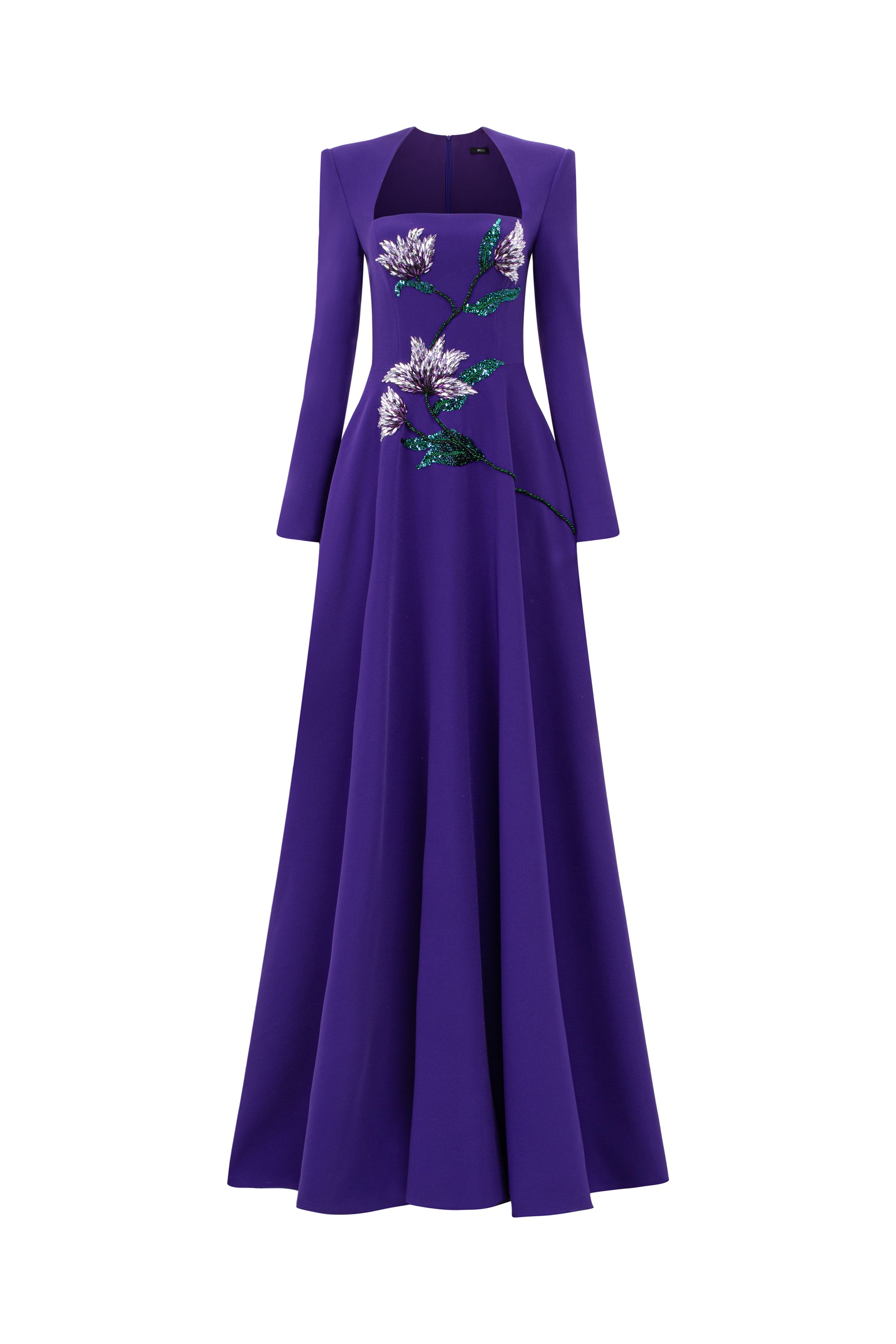 Amina crepe U neck dress