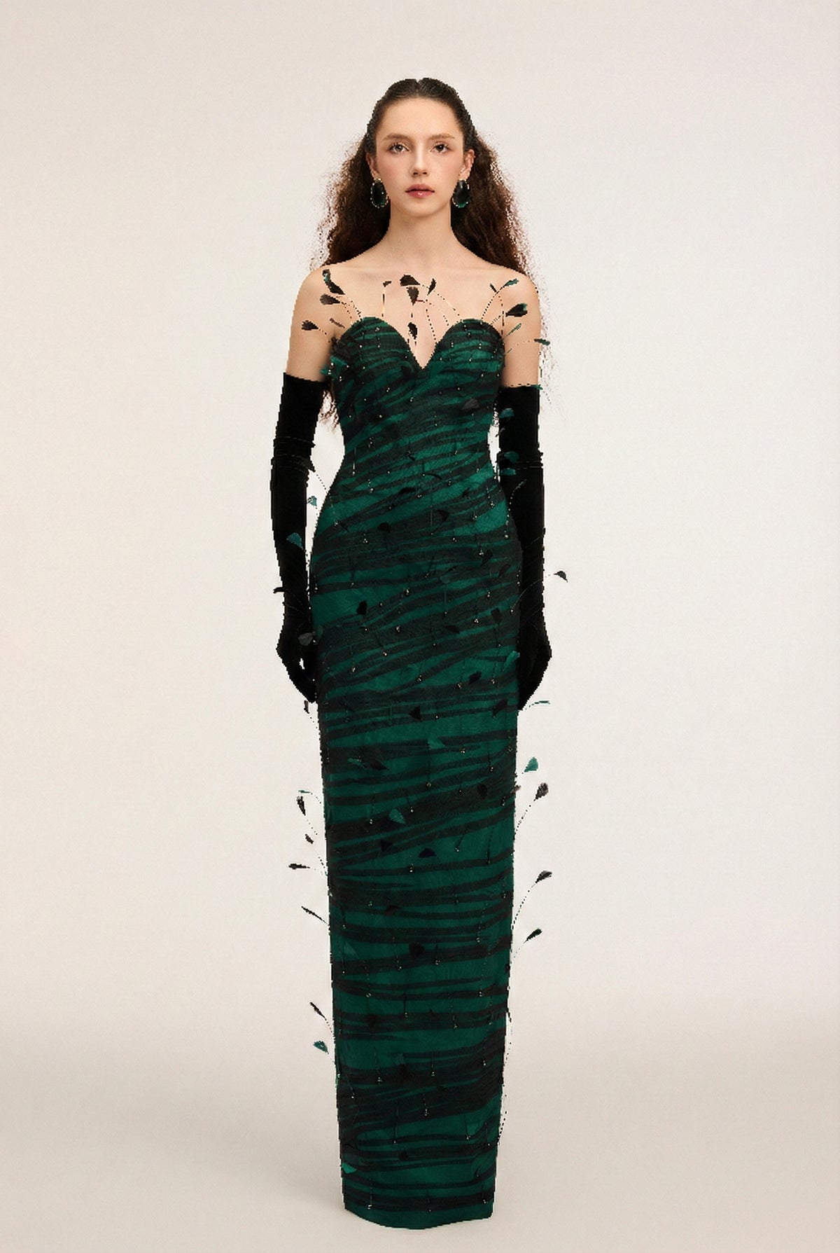 Maribel Silk & Tulle dress and Velvet Gloves
