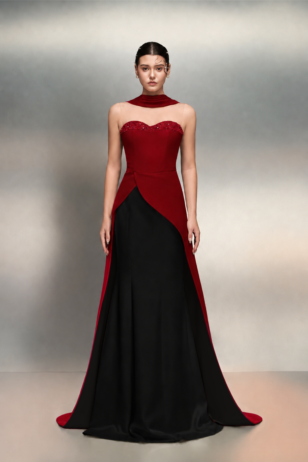 Lulwa crepe and silk taffeta dress