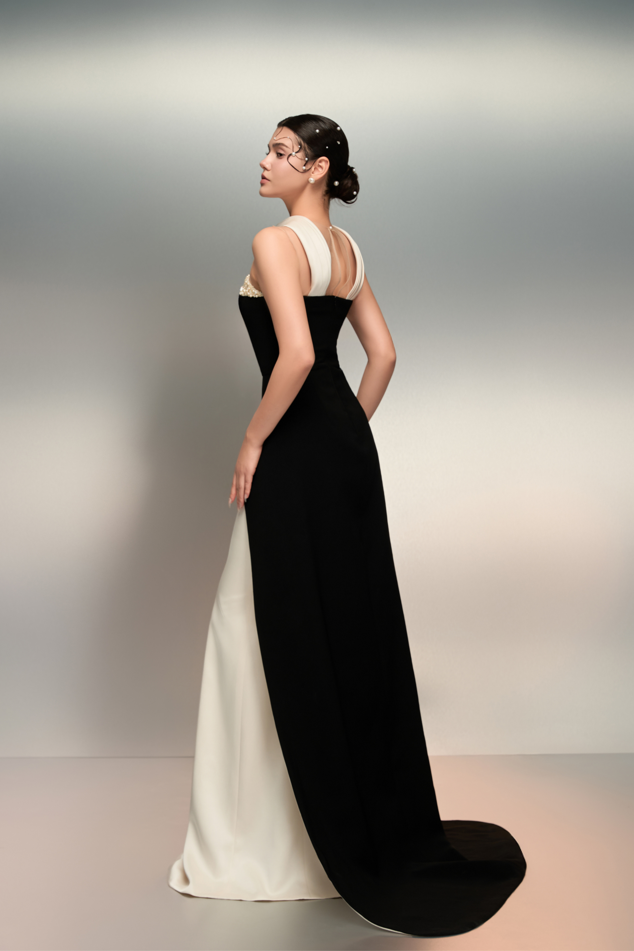 Lulwa crepe and silk taffeta dress