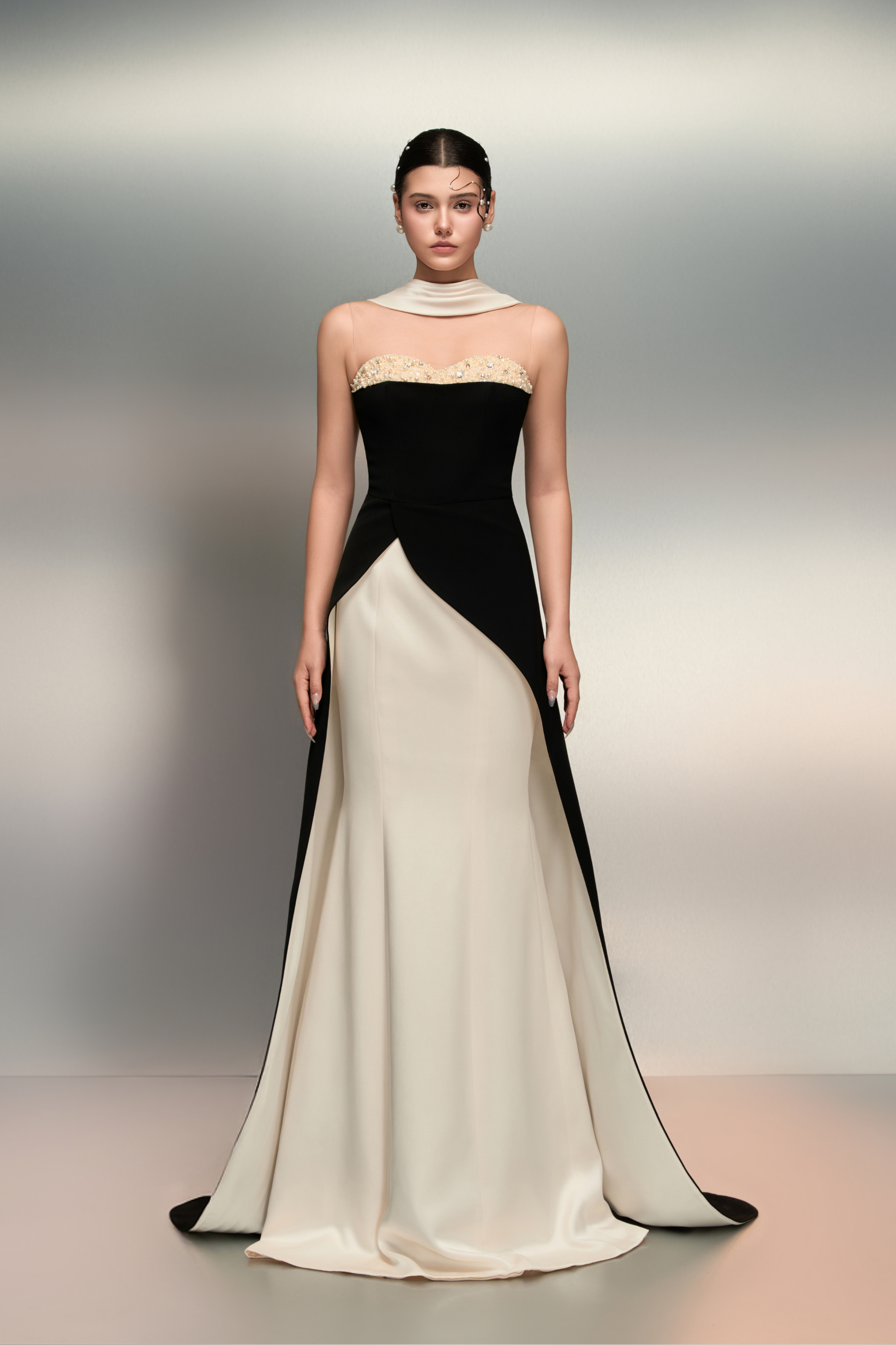 Lulwa crepe and silk taffeta dress