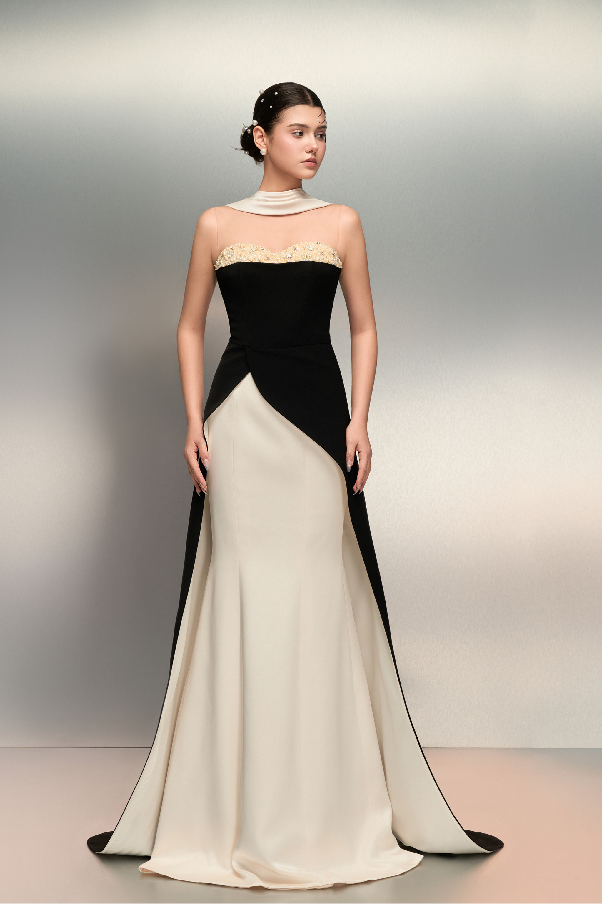 Lulwa crepe and silk taffeta dress