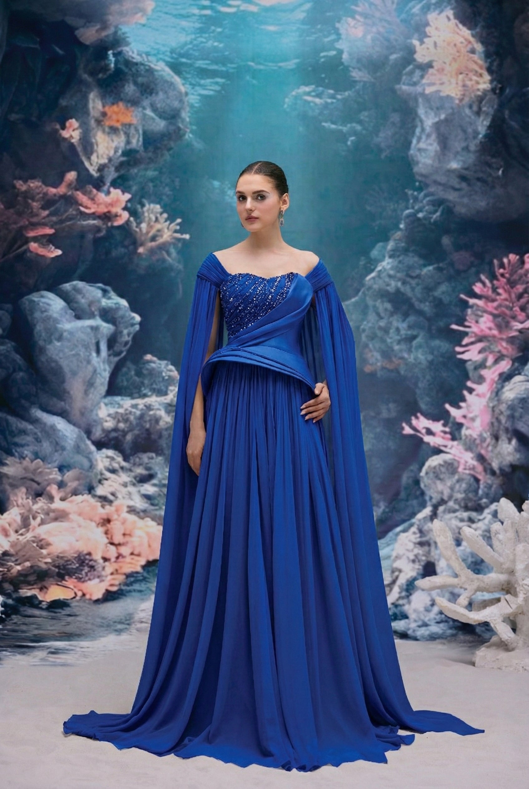 Zaria Chiffon & Royal taffeta Dress