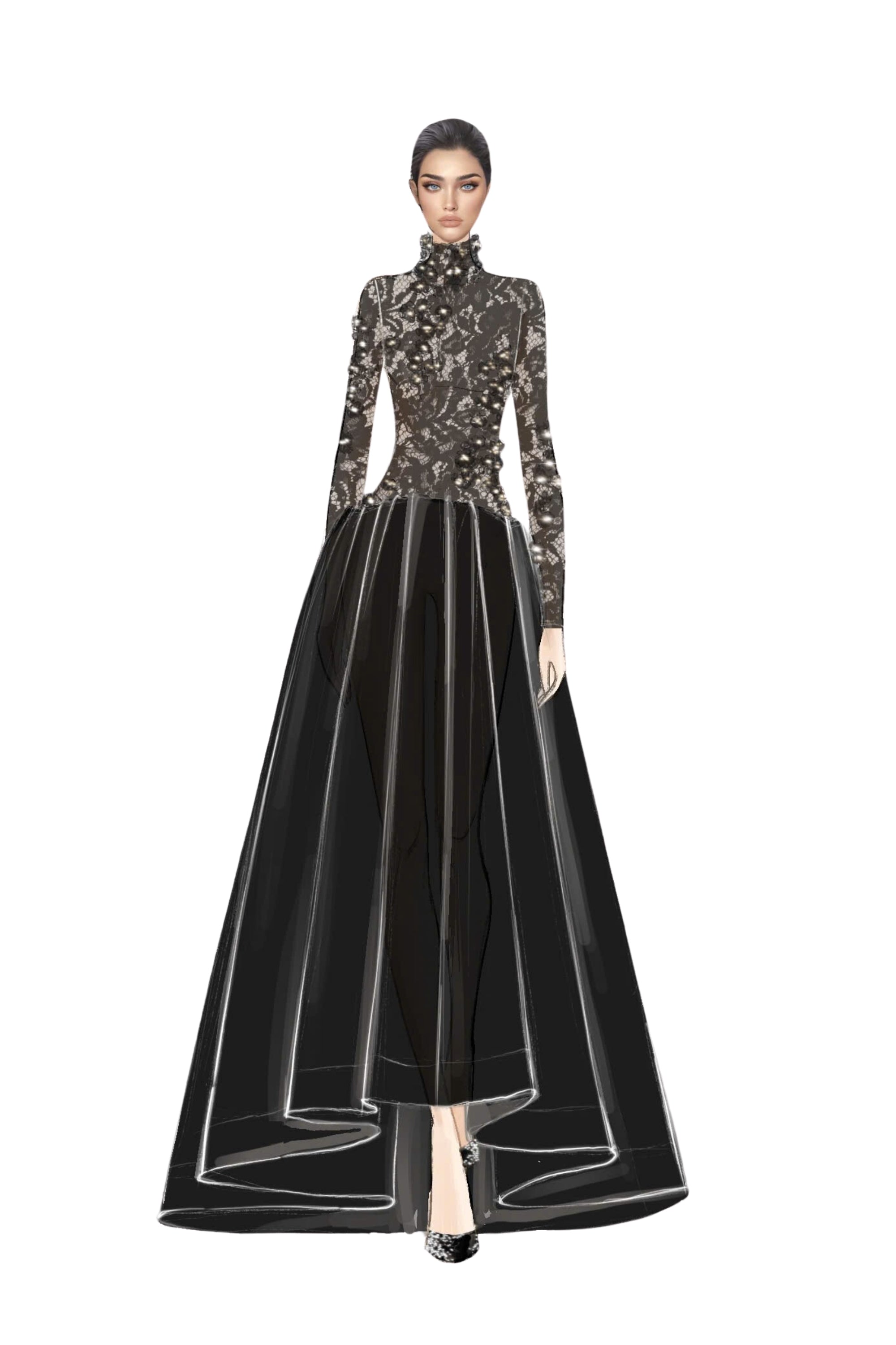 Khubayza sequin lace and taffeta dress