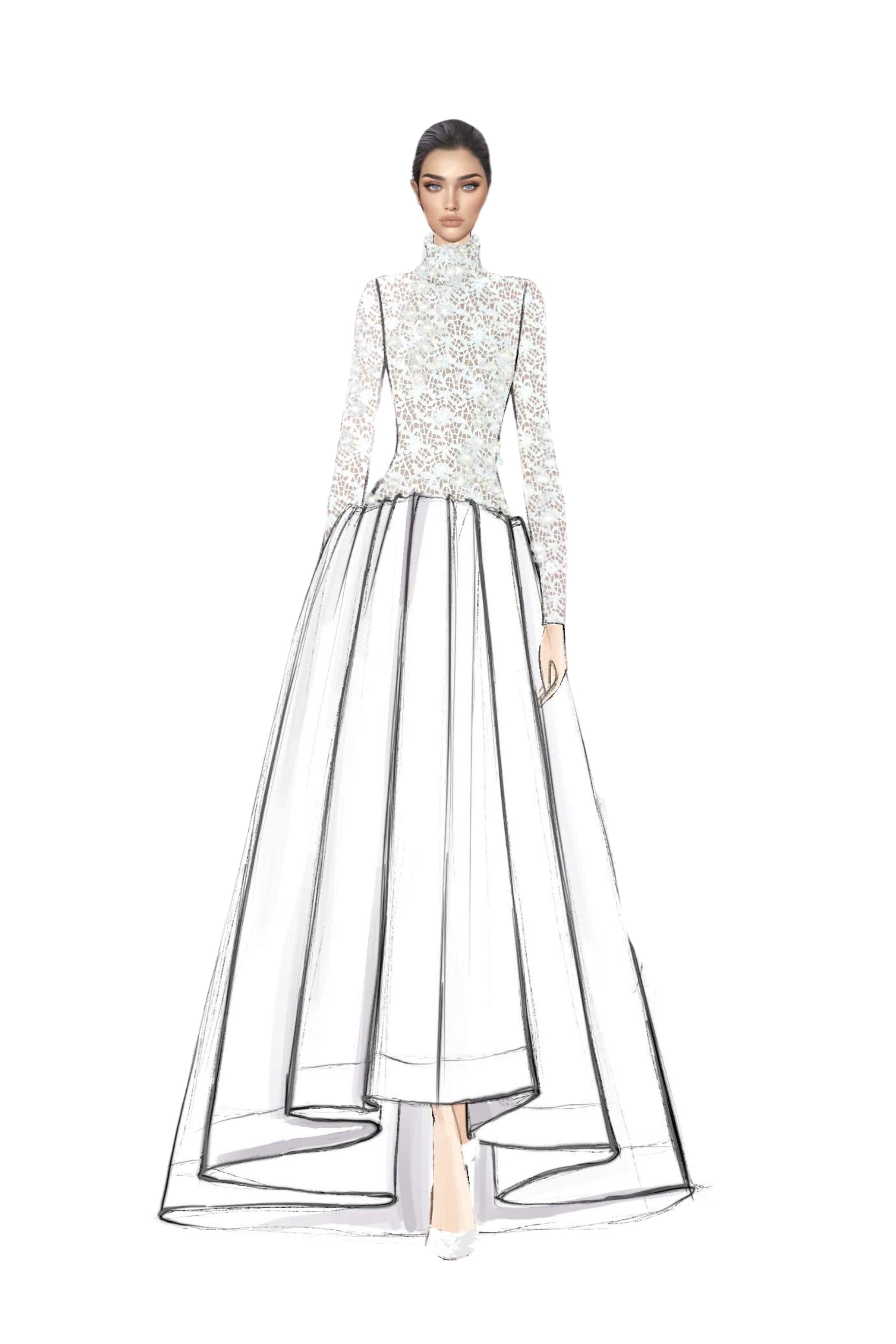Khubayza sequin lace and taffeta dress