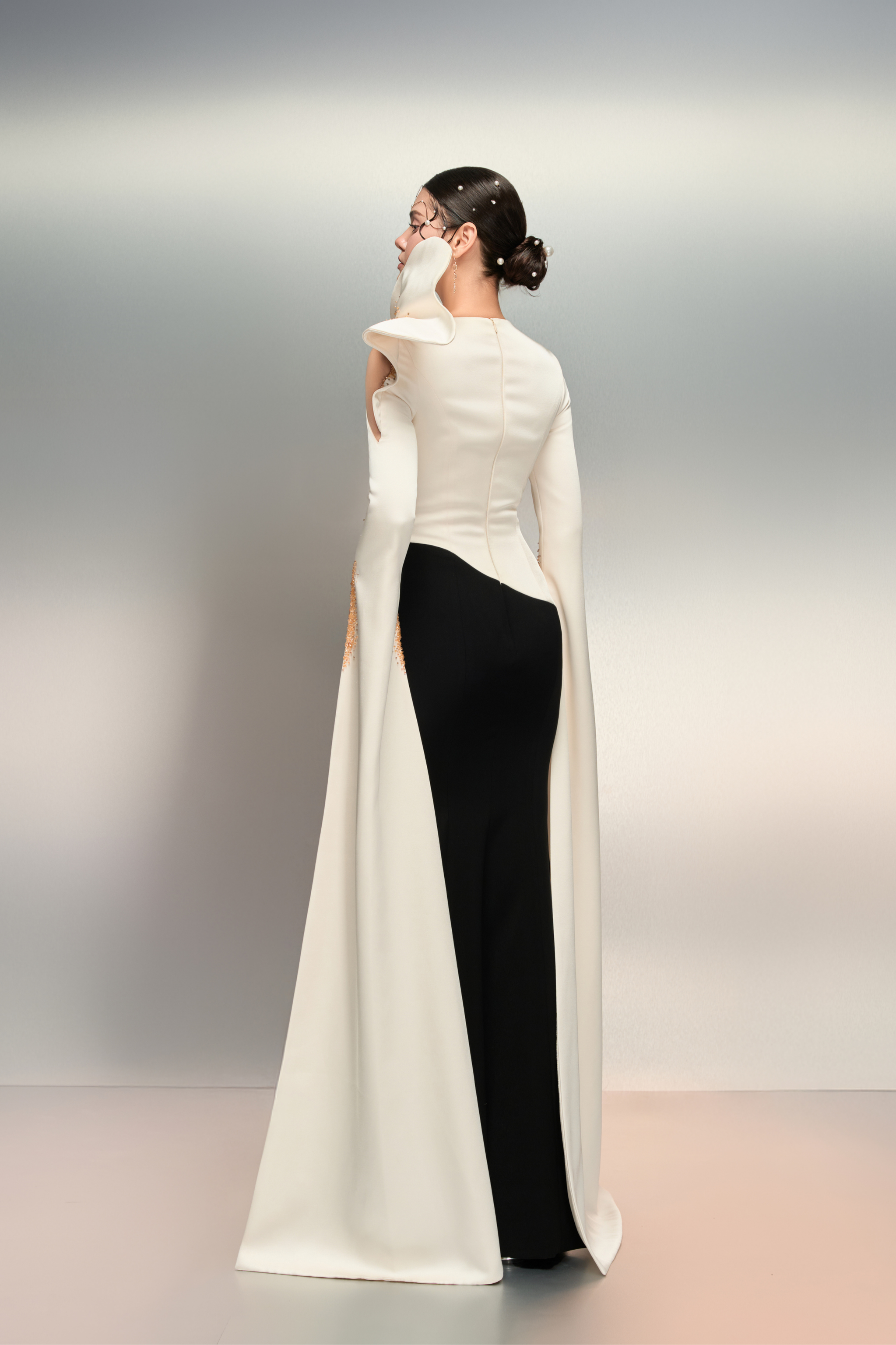 Ghala silk taffeta and crepe dress
