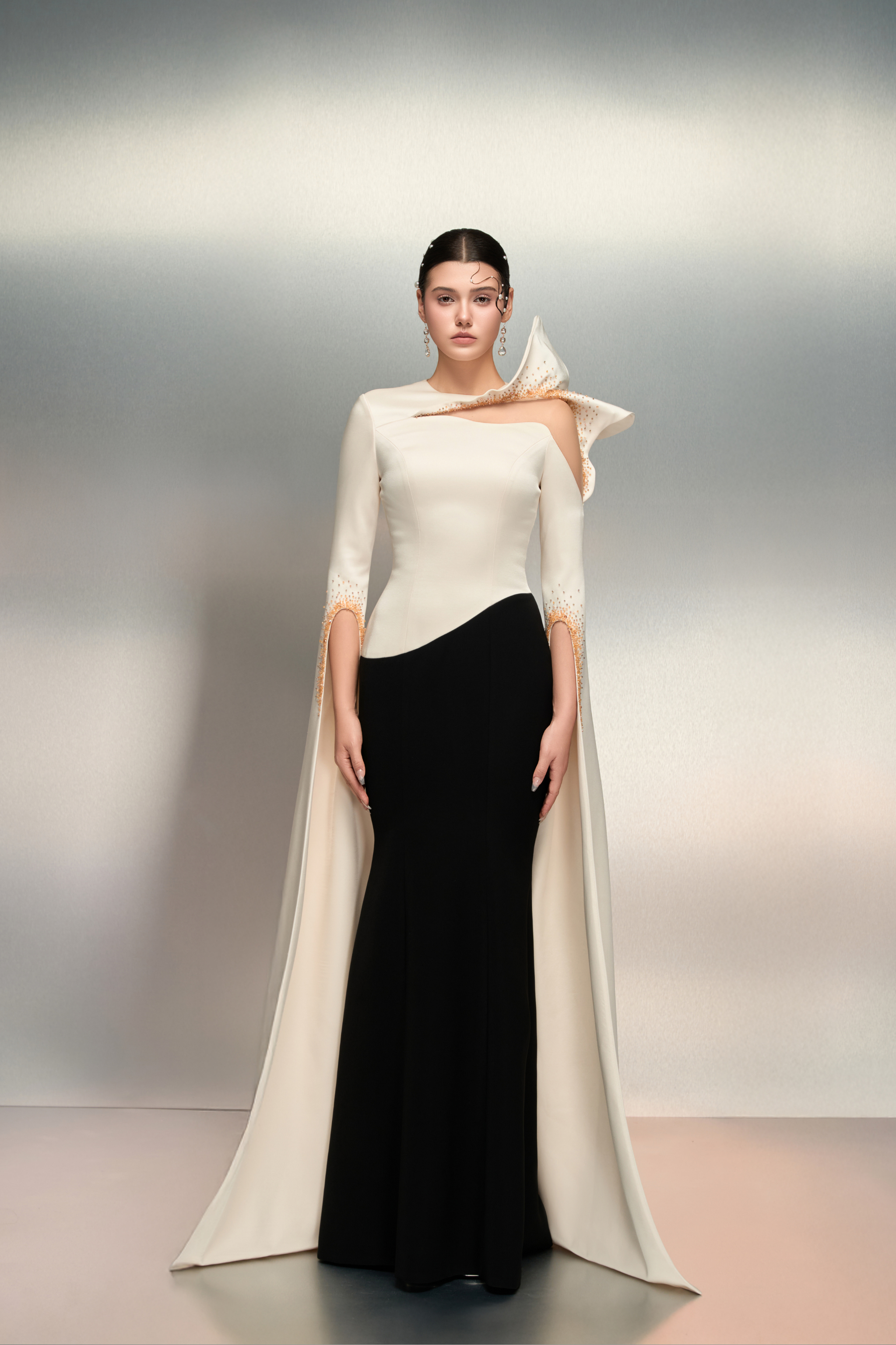 Ghala silk taffeta and crepe dress