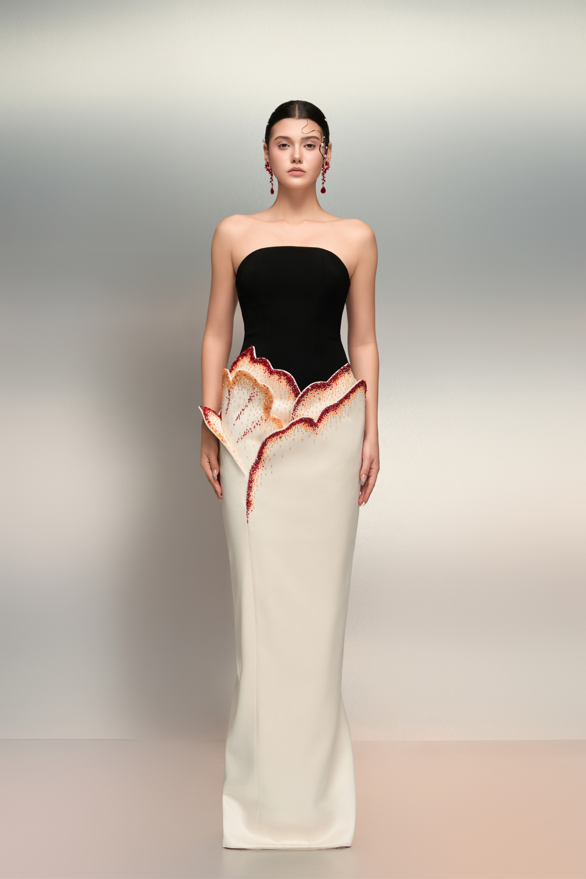 Shamsa crepe and silk taffeta dress