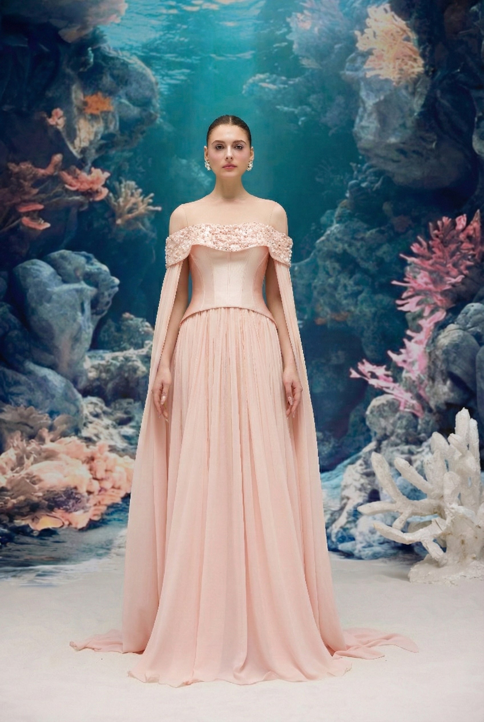 Isabeau Royal Taffeta & Chiffon Dress