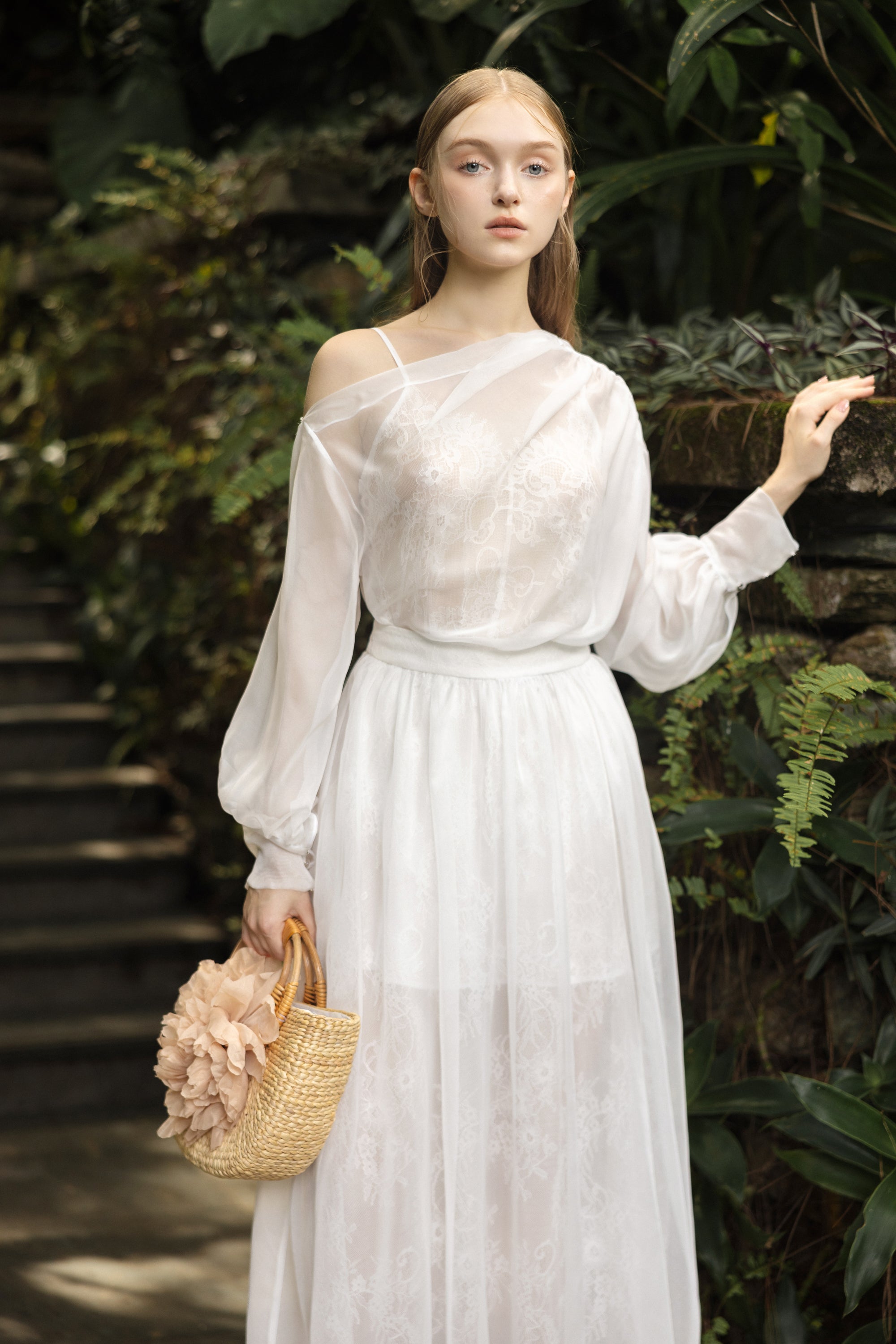 Set Eugenie silk Drop Shoulder Top with skirt