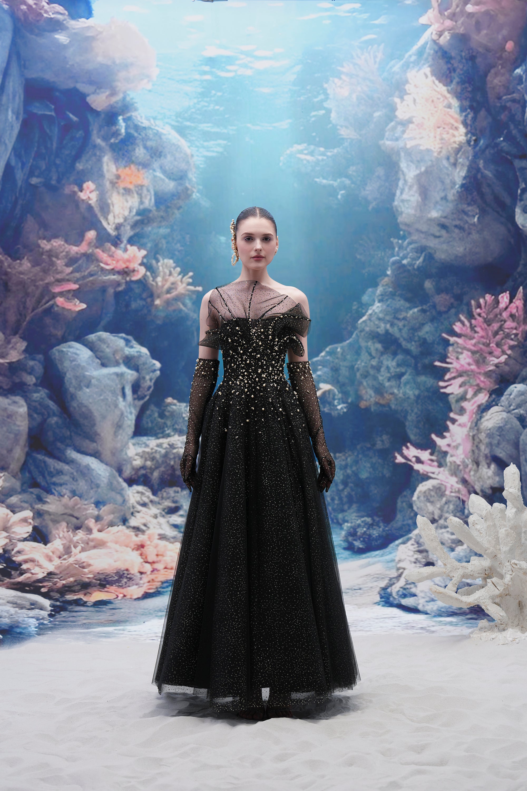 Delmare Glitter Tulle Dress & Lanae Glitter Tulle Gloves