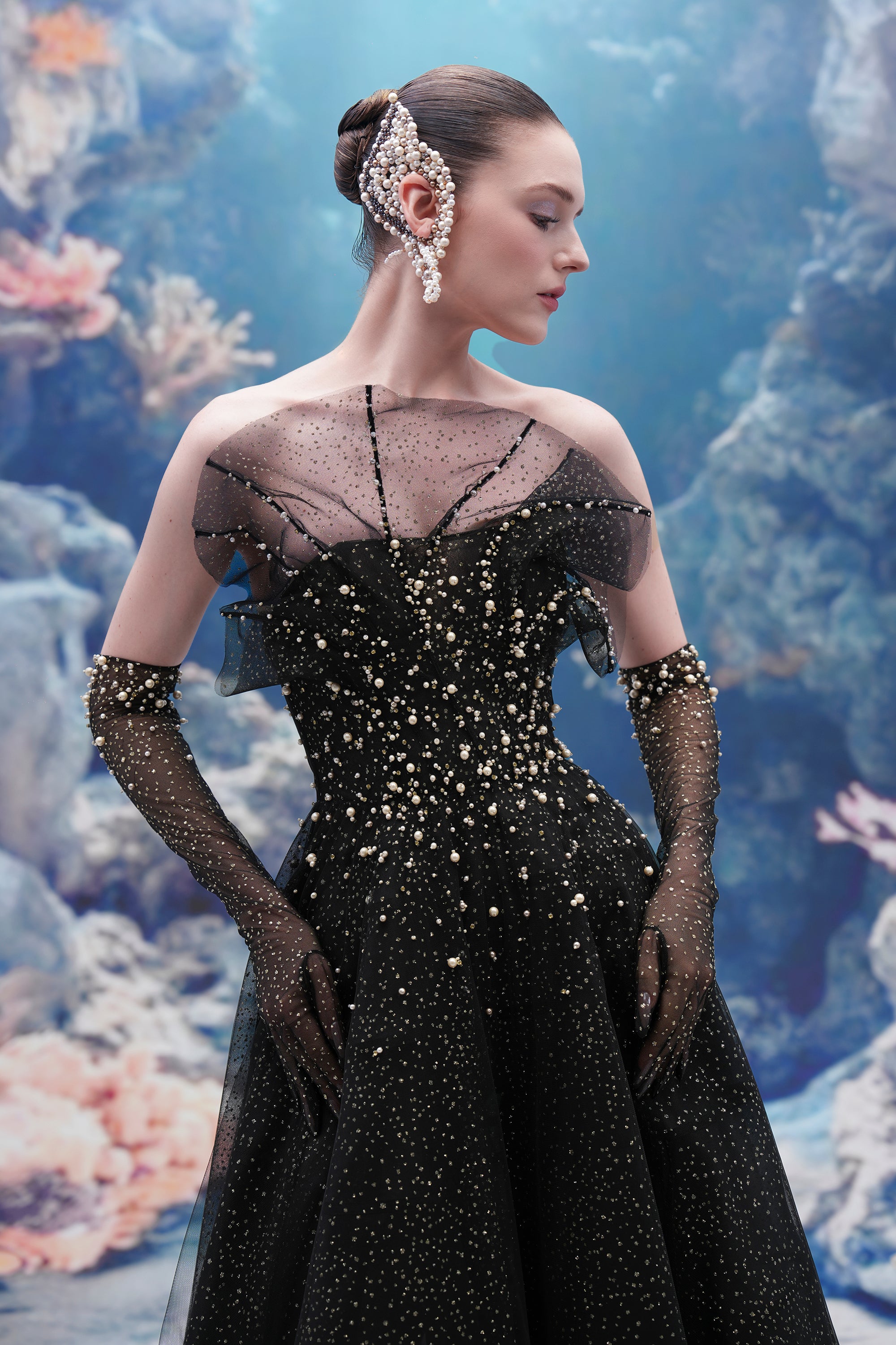 Delmare Glitter Tulle Dress & Lanae Glitter Tulle Gloves