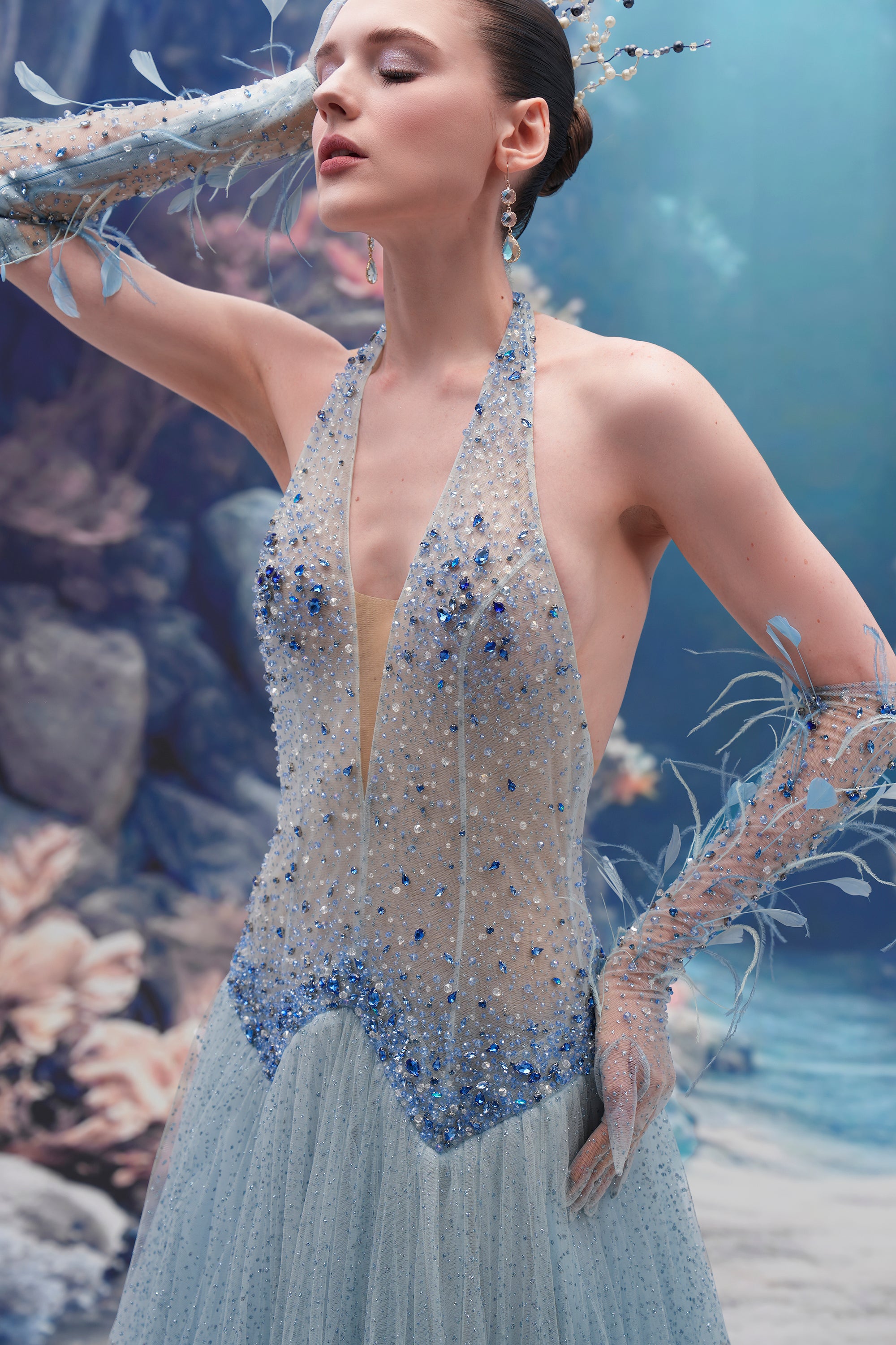 Muriel Glitter Tulle Dress & Corisande Glitter Tulle Gloves