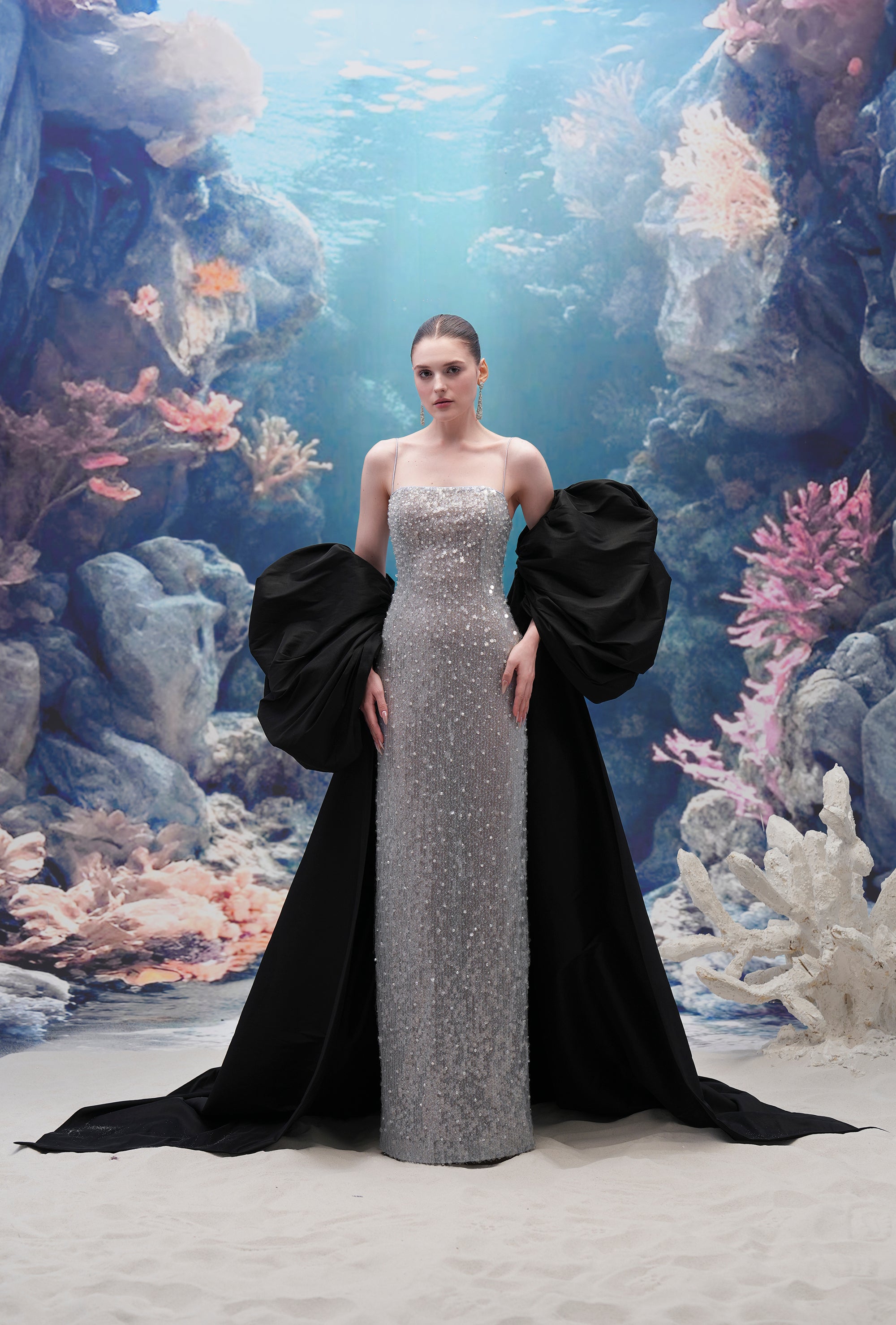 Moirae Sequin Dress & Marisol Taffeta Cape