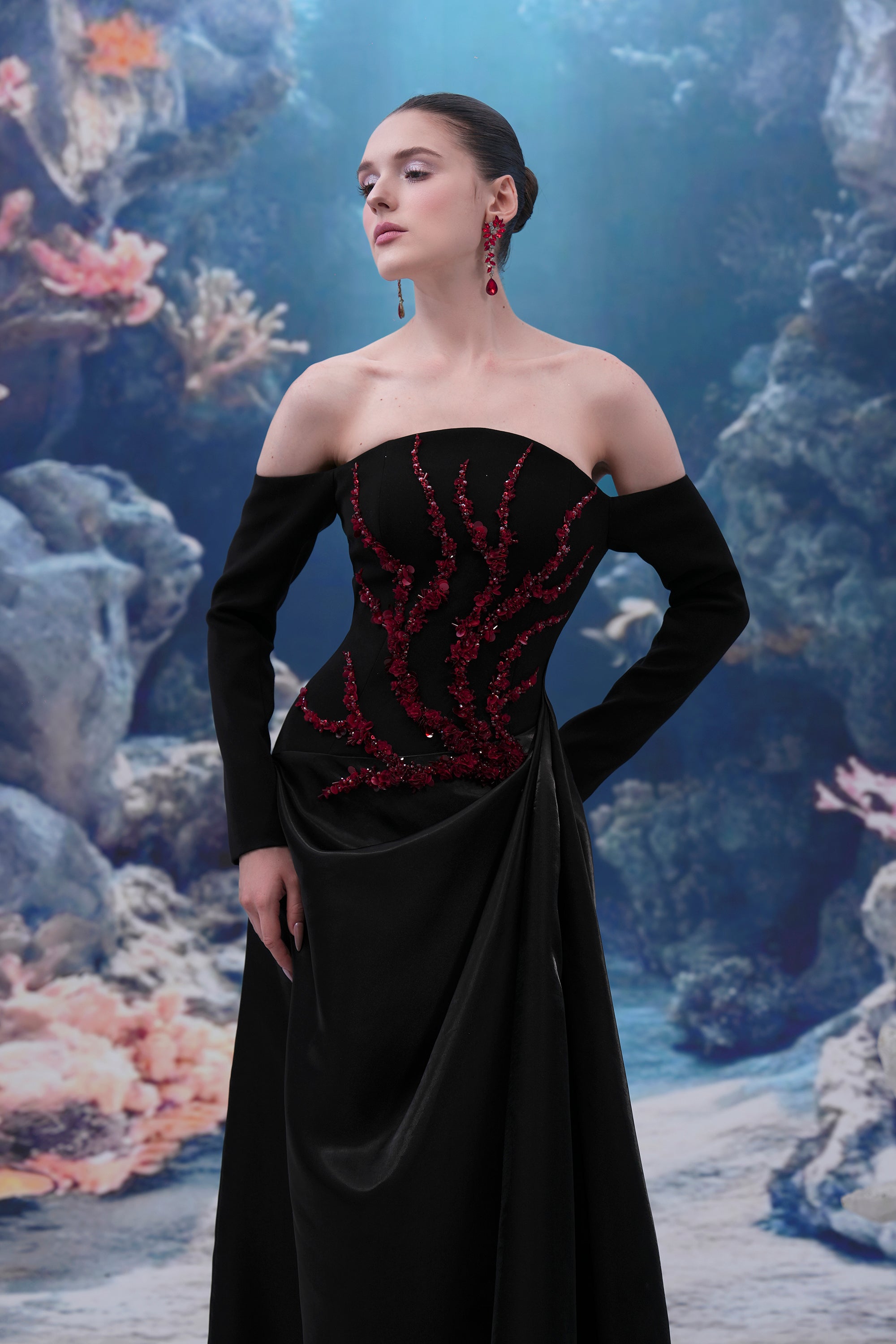 Sephira Crepe & Water Silk Taffeta Dress