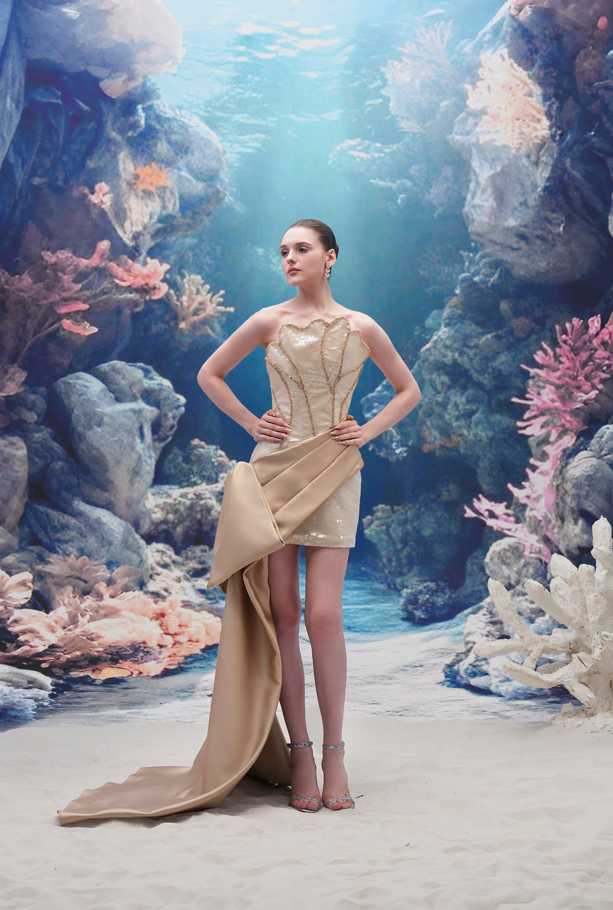 Mazu Sequin & Royal Taffeta Dress