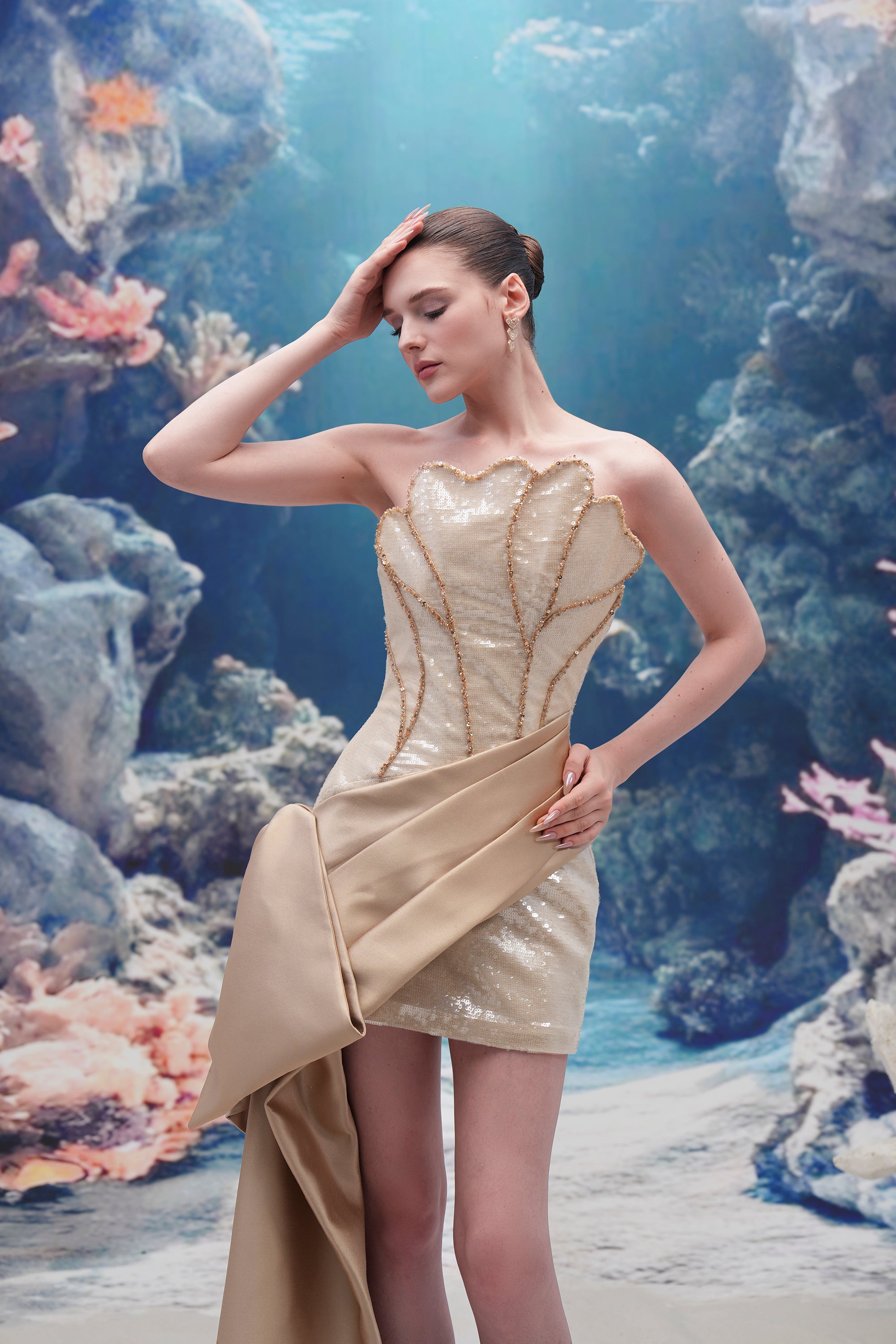 Mazu Sequin & Royal Taffeta Dress