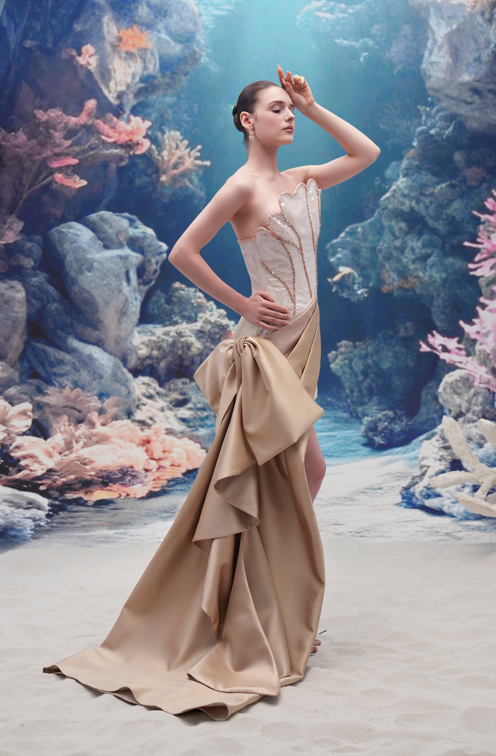 Mazu Sequin & Royal Taffeta Dress