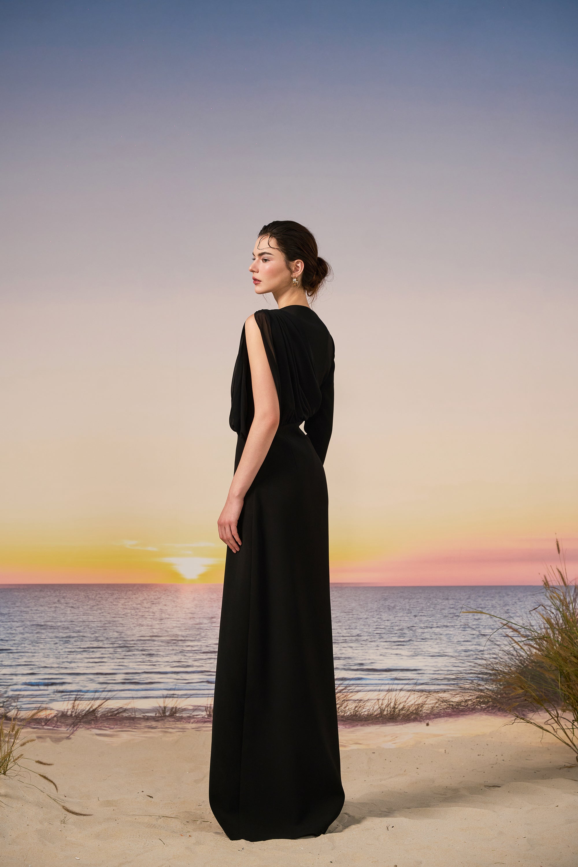 Dahlia crepe & chiffon dress