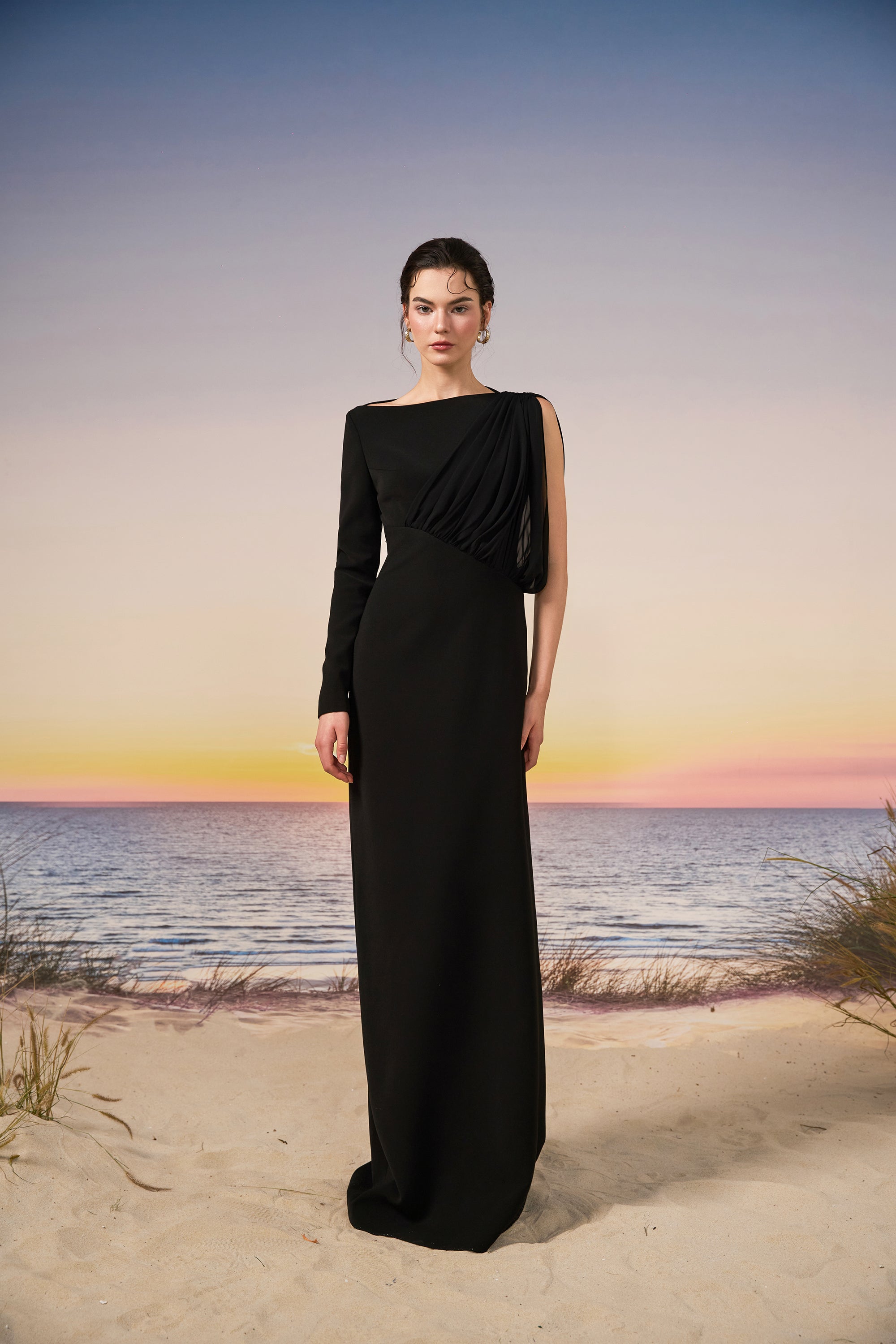 Dahlia crepe & chiffon dress