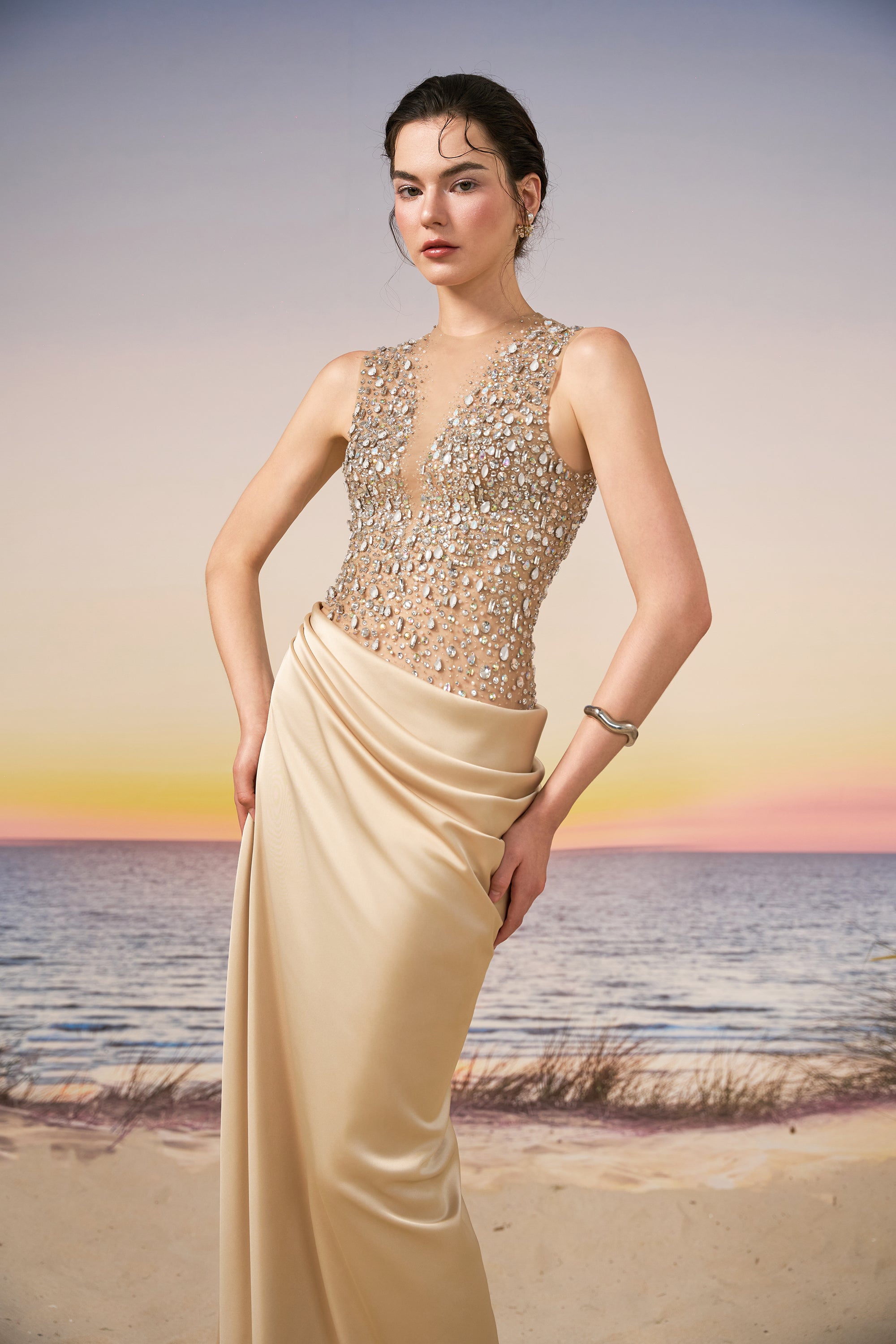 Elara Silk Satin & Tulle dress