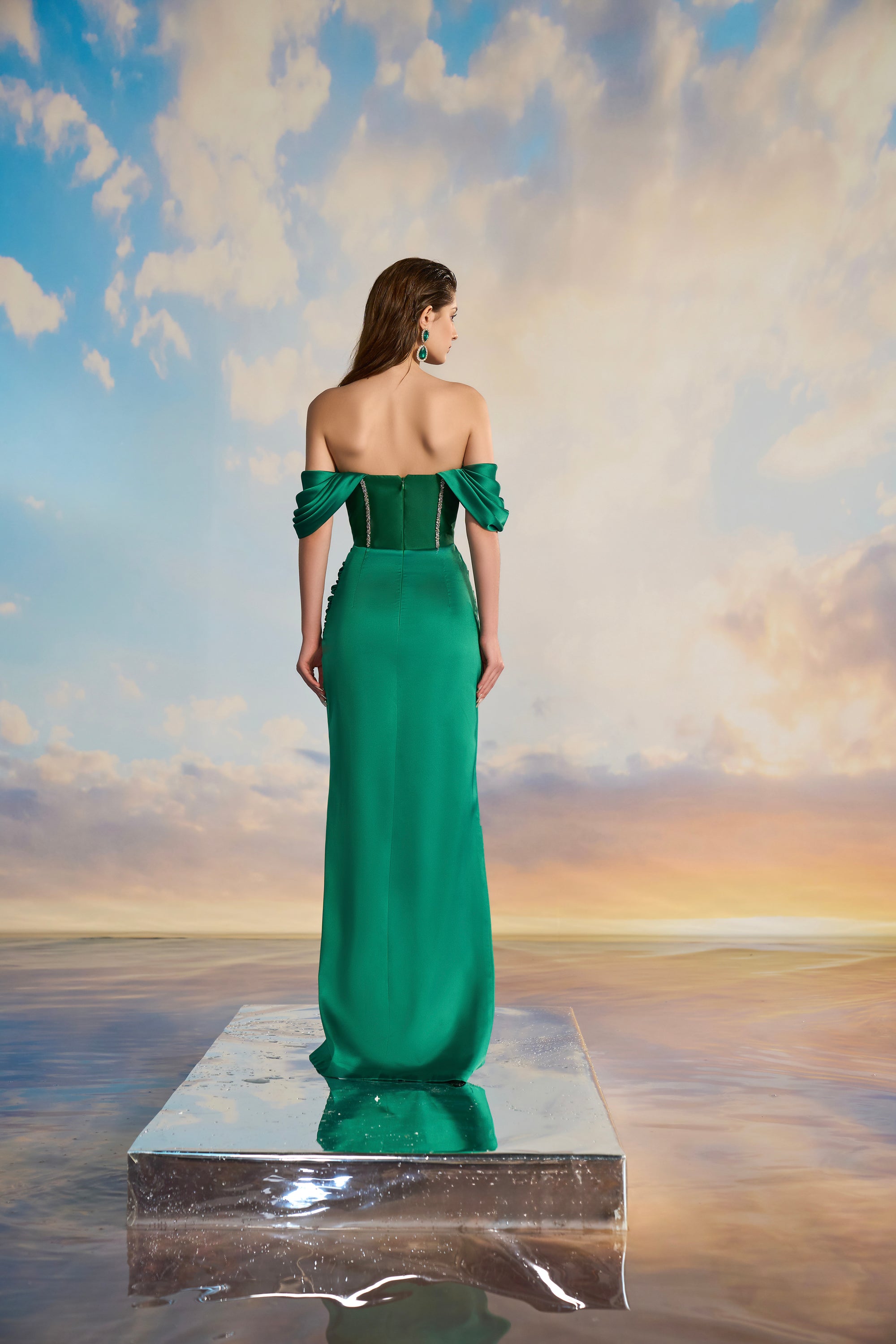 Selina Royal Taffeta off shoulder dress