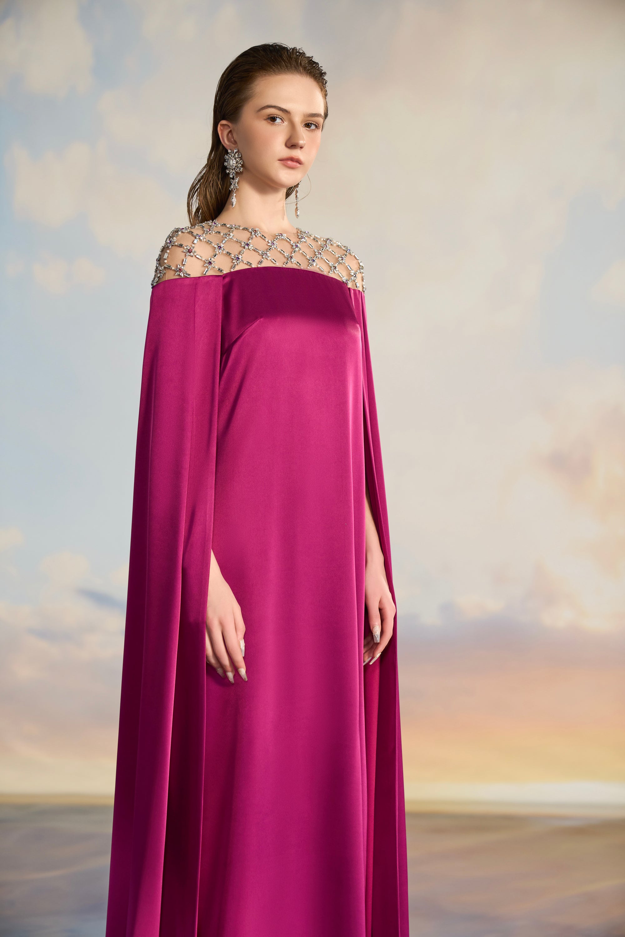 Meliora Silk satin A-line dress