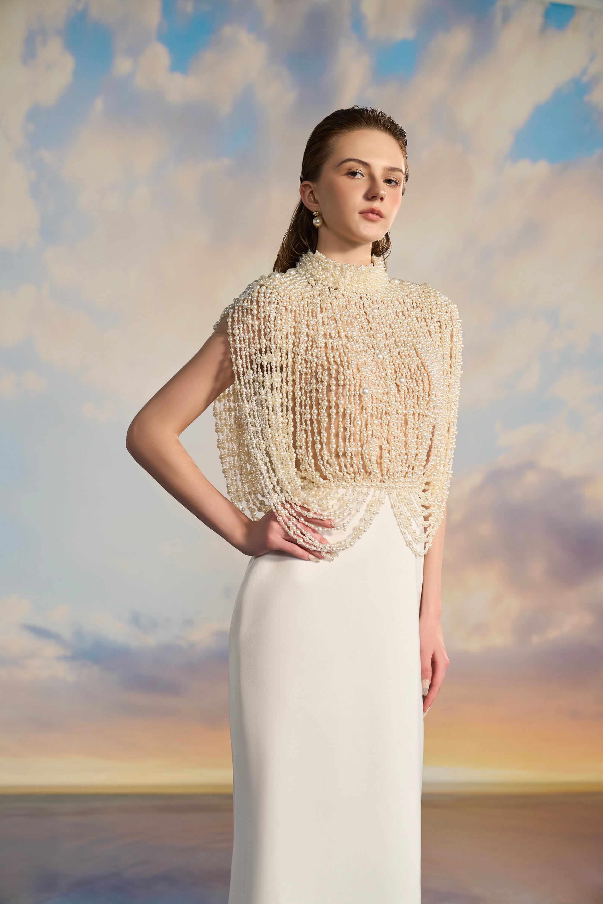 Celine Pearl mixed Luxury Taffeta dress