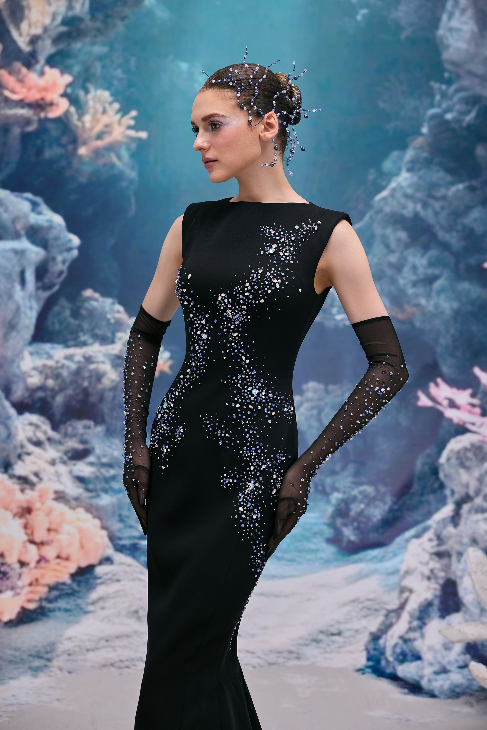 Leona Crepe Dress & Vellana Tulle Gloves