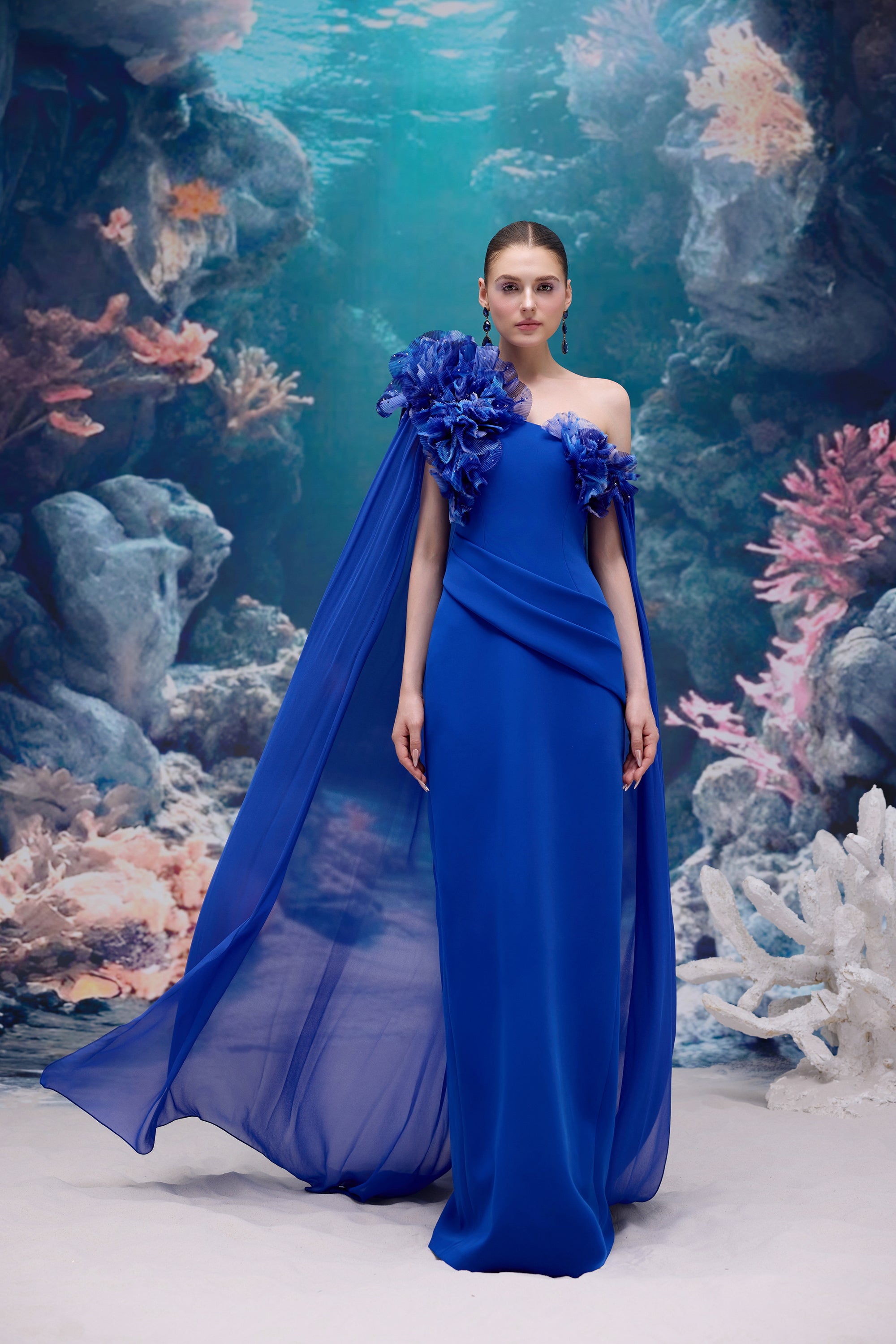 Calista Crepe & Chiffon Dress