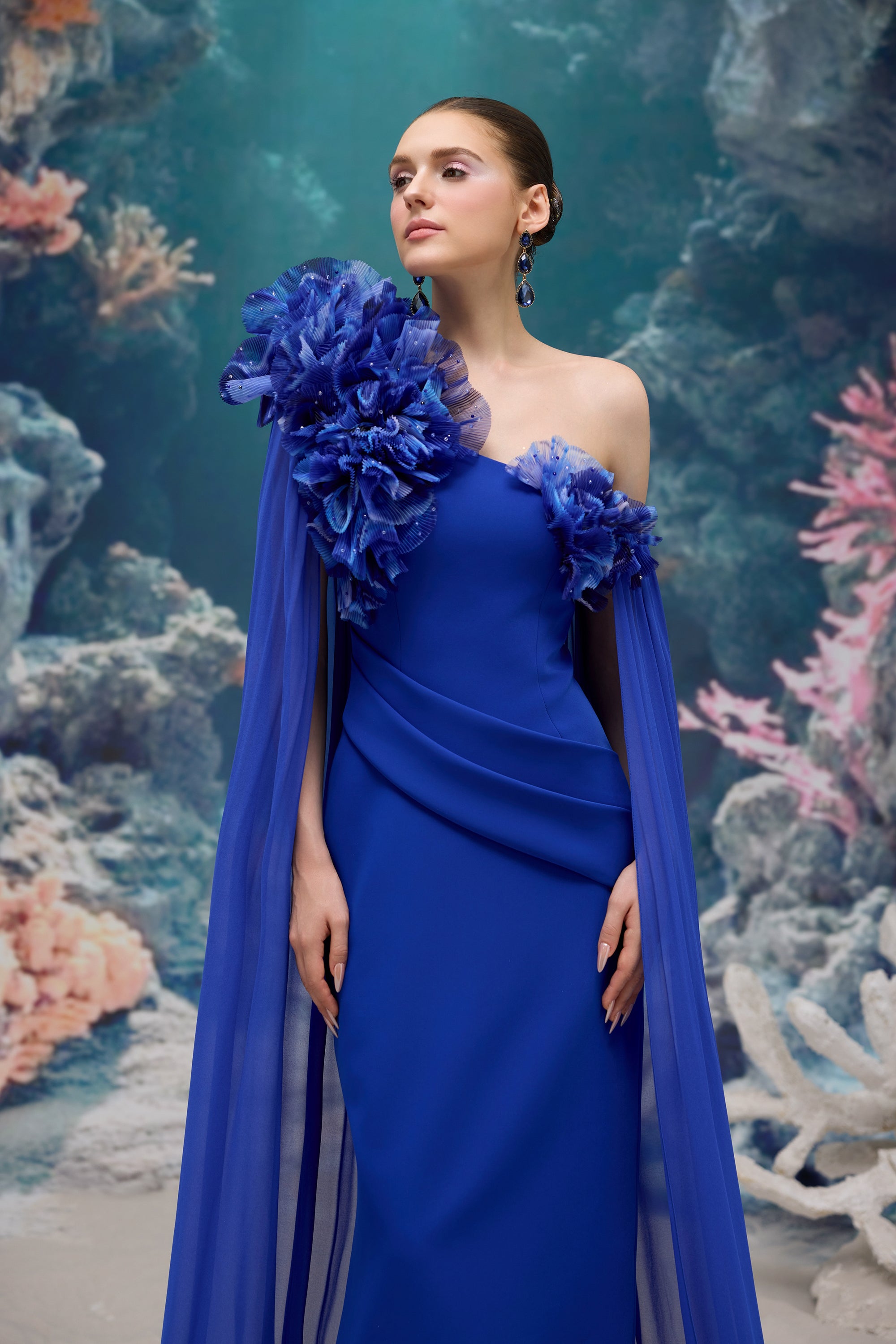 Calista Crepe & Chiffon Dress