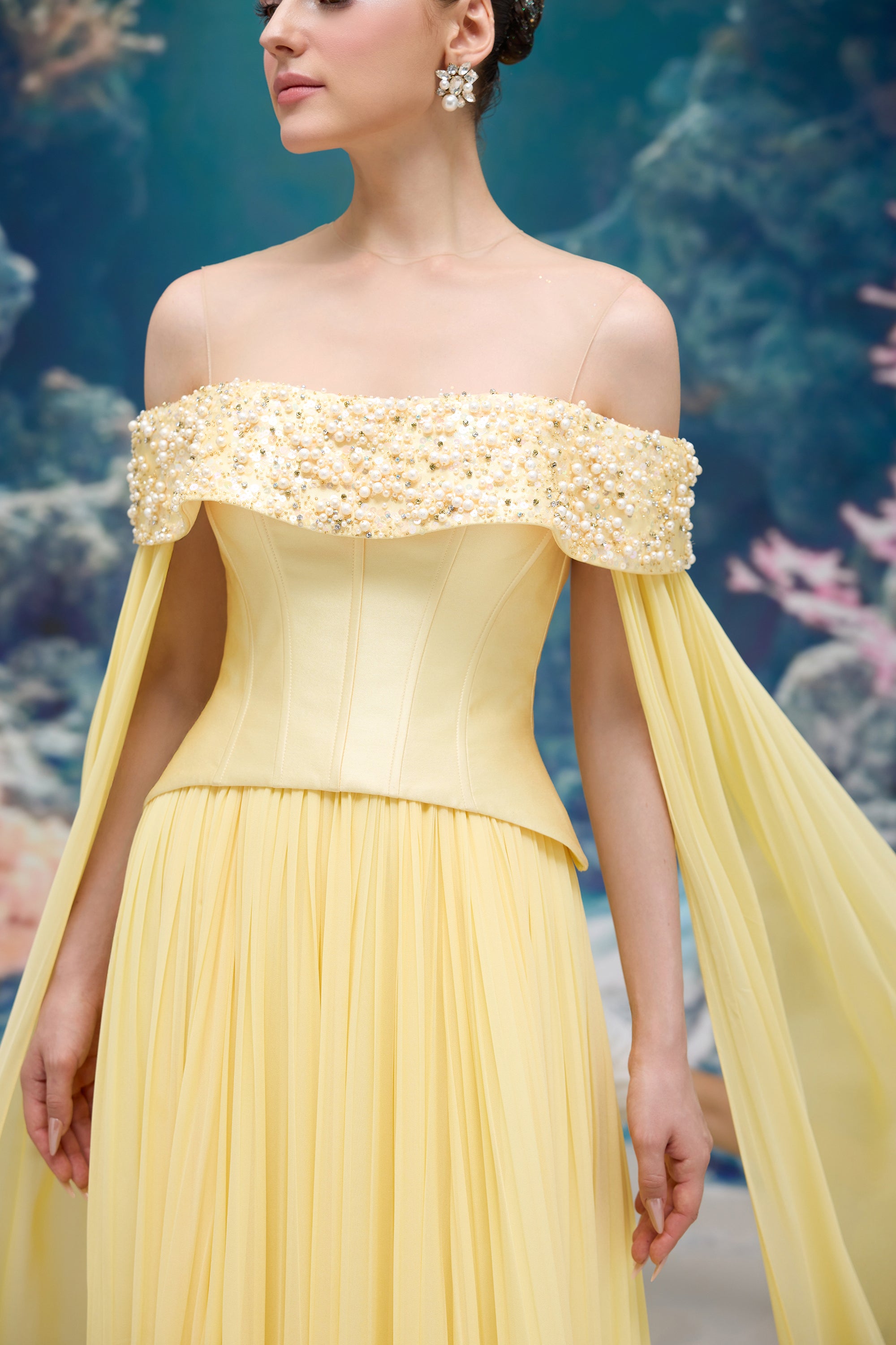 Isabeau Royal Taffeta & Chiffon Dress