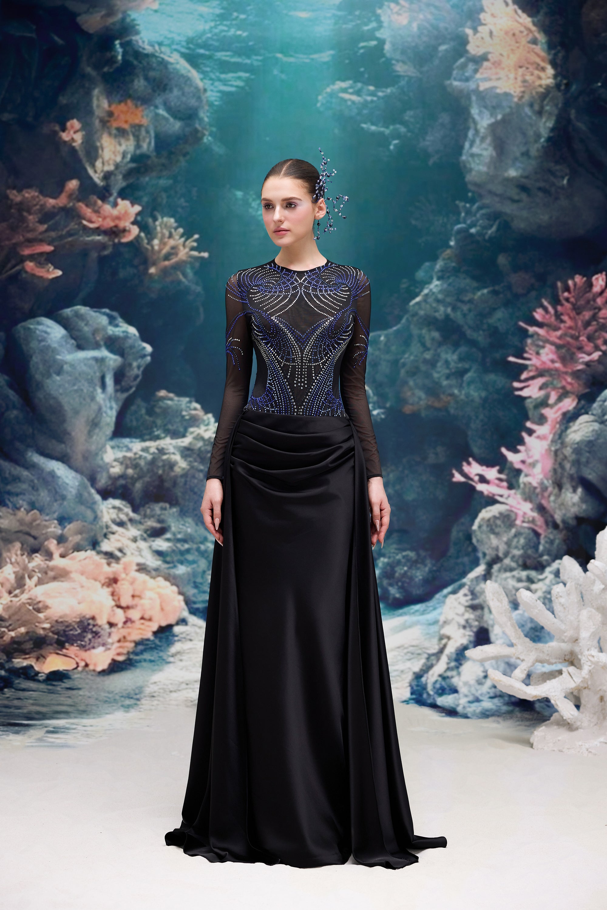 Saphira Tulle Bodysuit & Naida Silk Satin Skirt