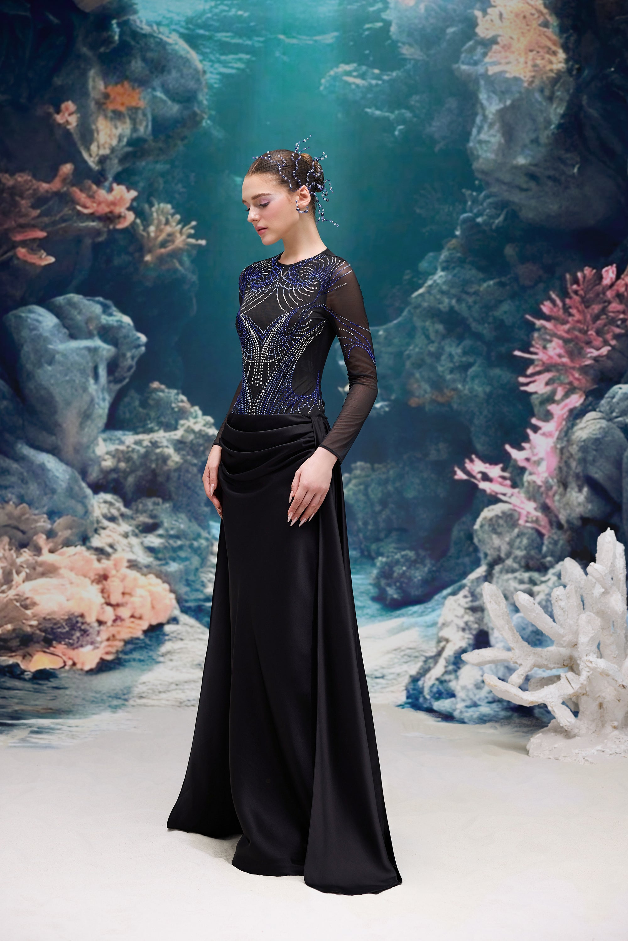 Saphira Tulle Bodysuit & Naida Silk Satin Skirt