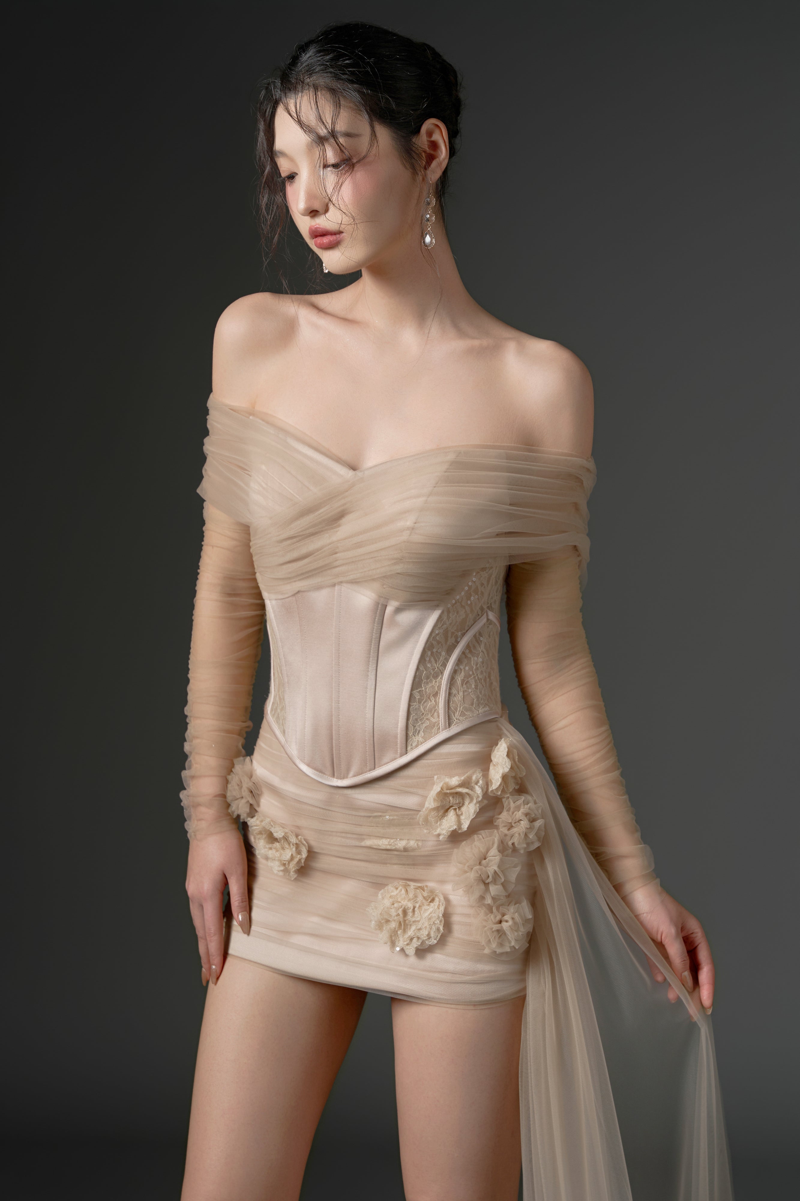 Farasha tulle and silk taffeta dress