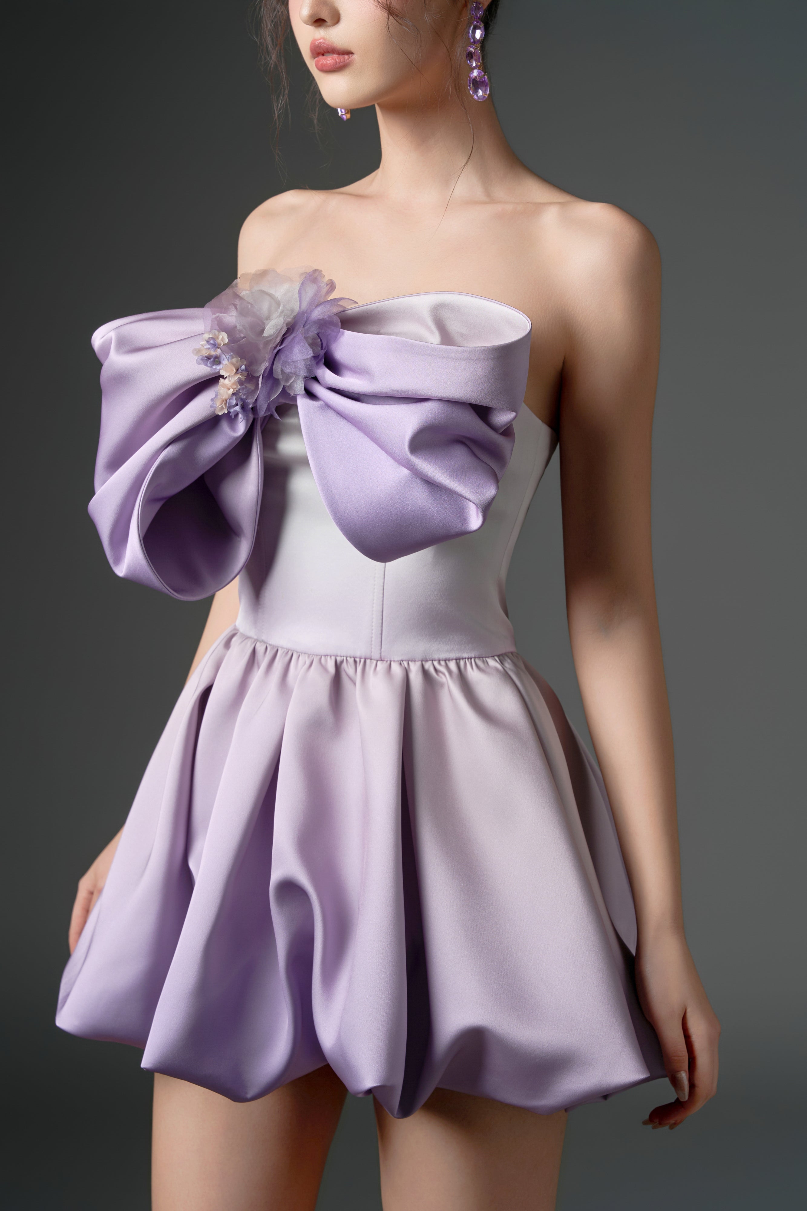 Fahd silk bow mini dress