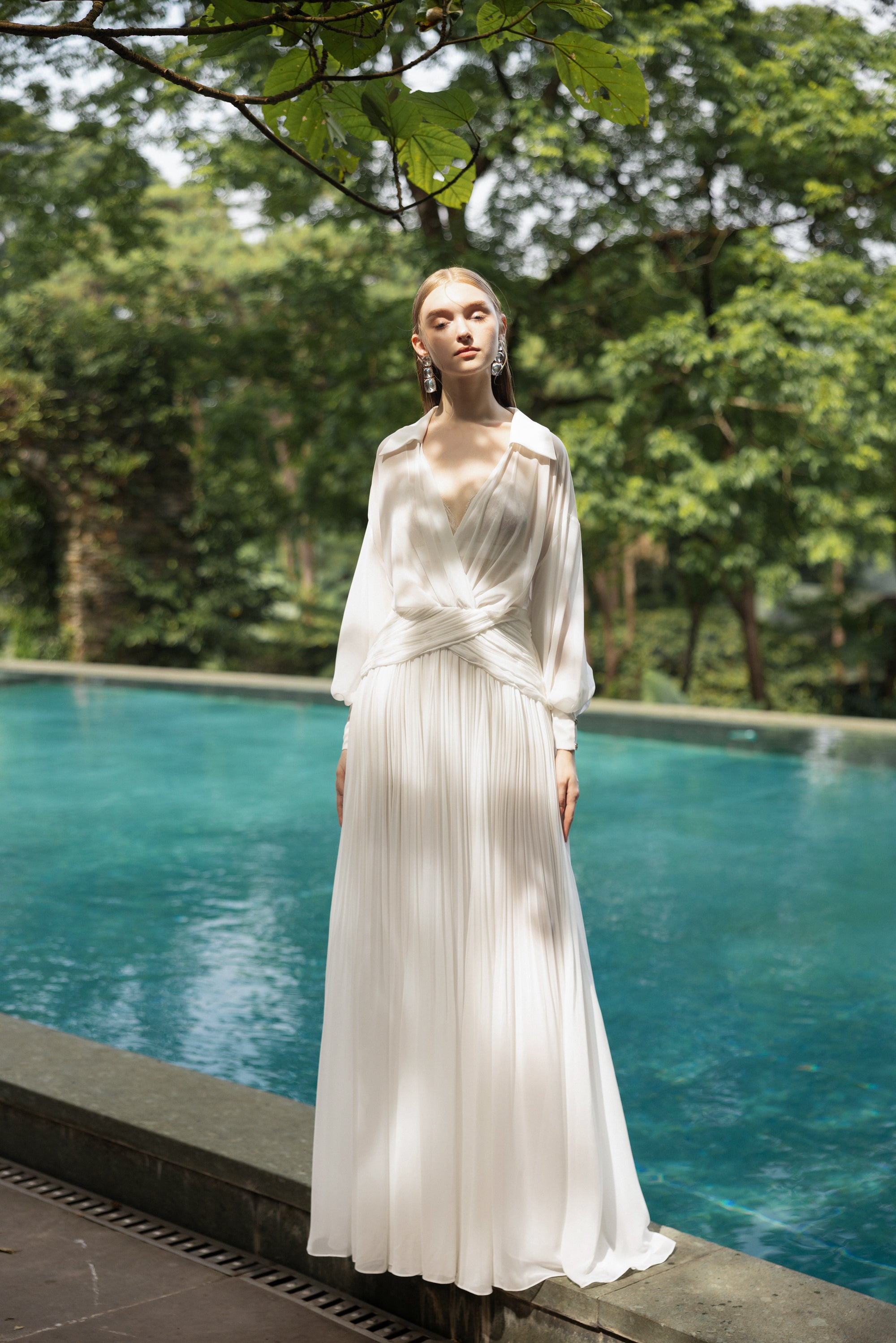 Clementina chiffon pleated dress