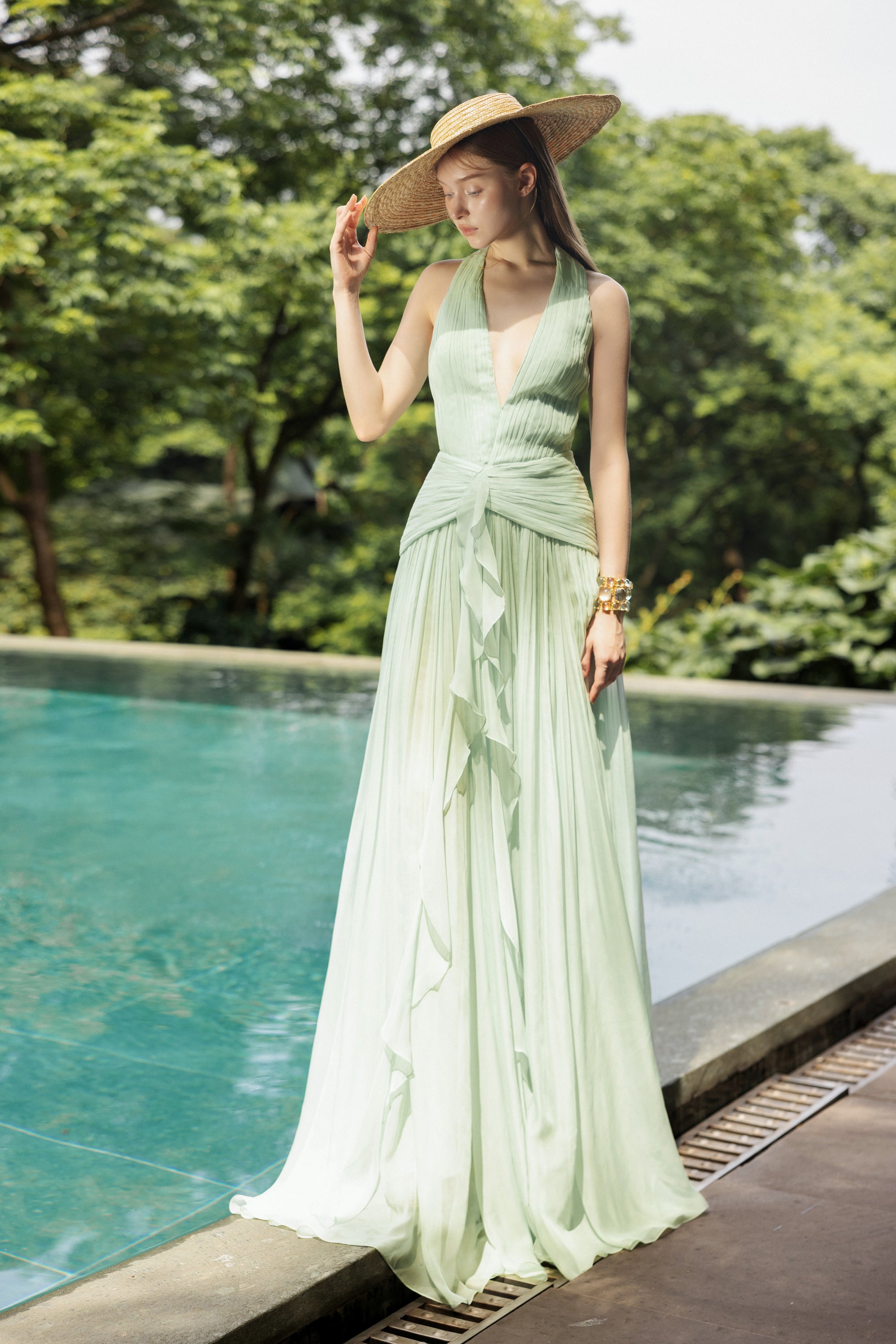 Dorothea silk pleated dress