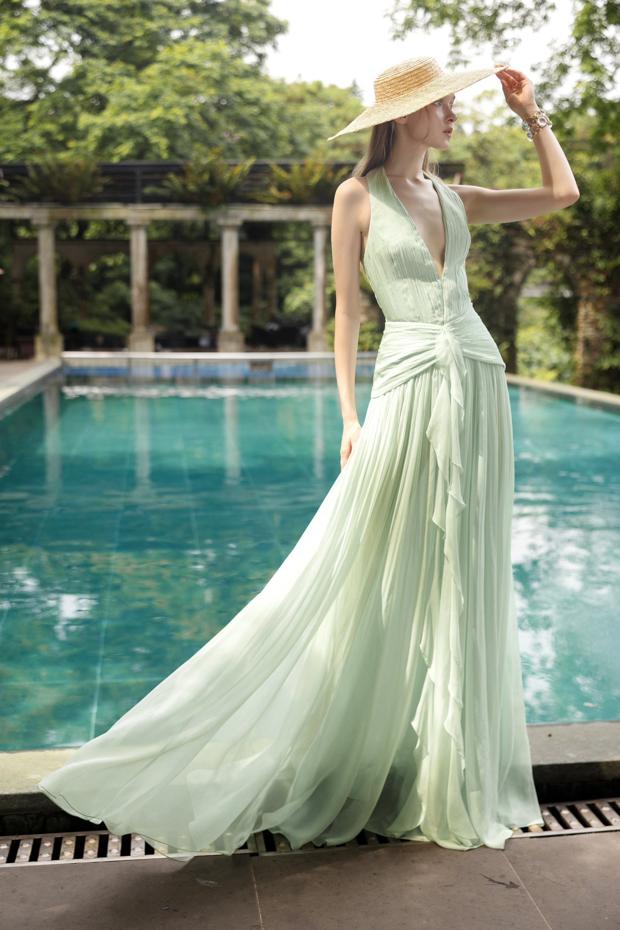 Dorothea silk pleated dress