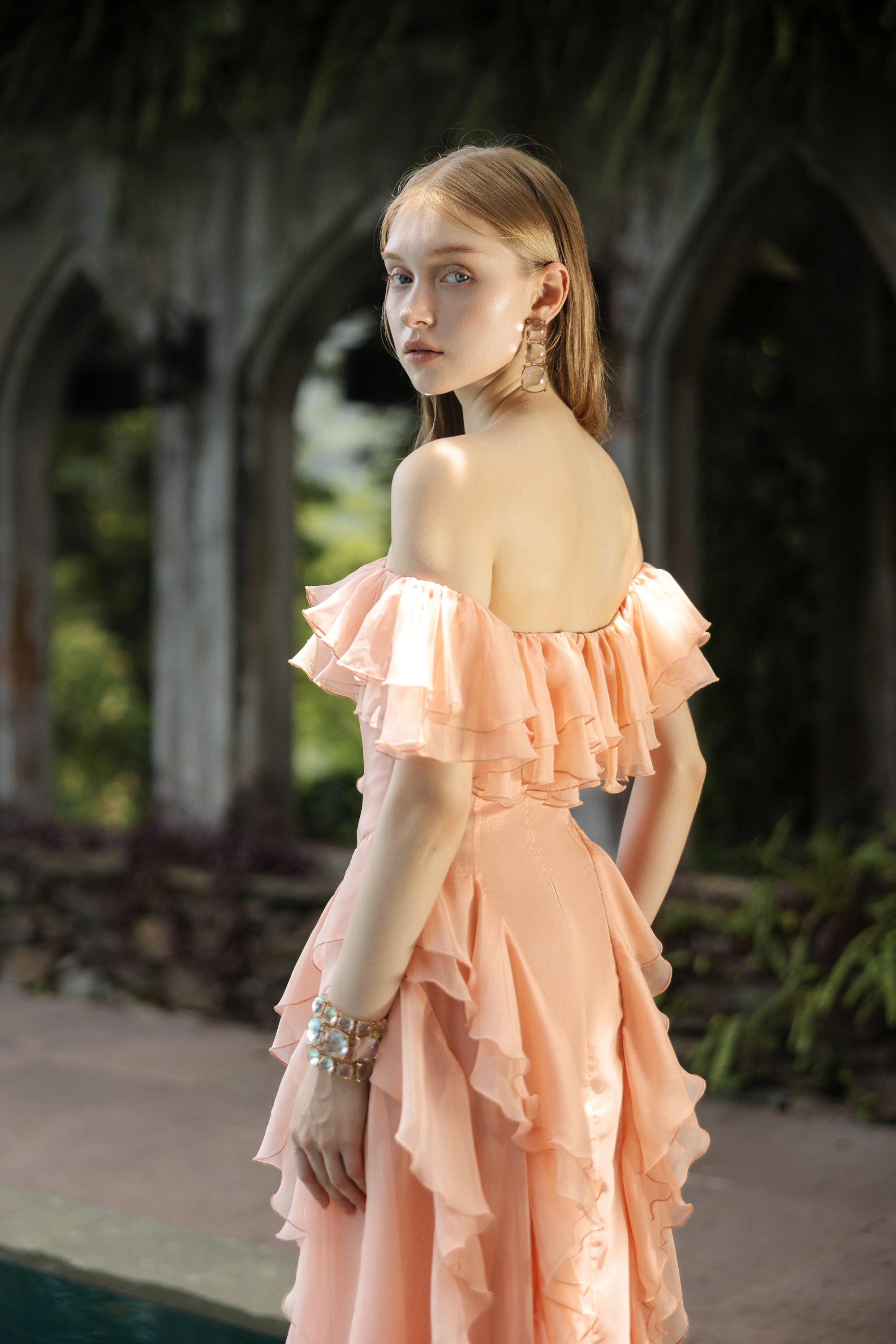 Elisabeth silk ruffles dress