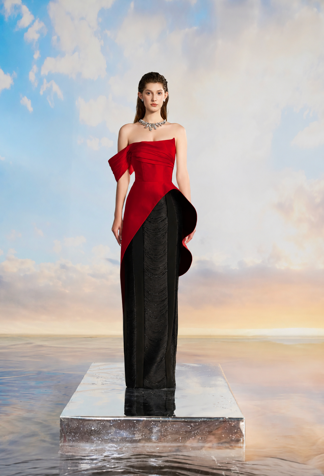 Amelinda Royal Taffeta peplum dress