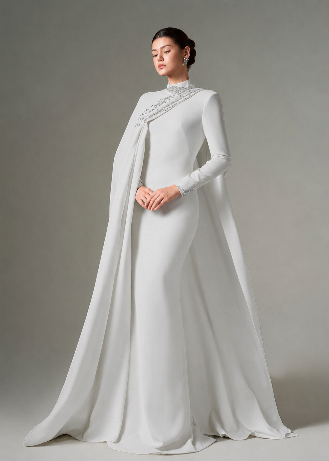 Shirin crepe high neck dress