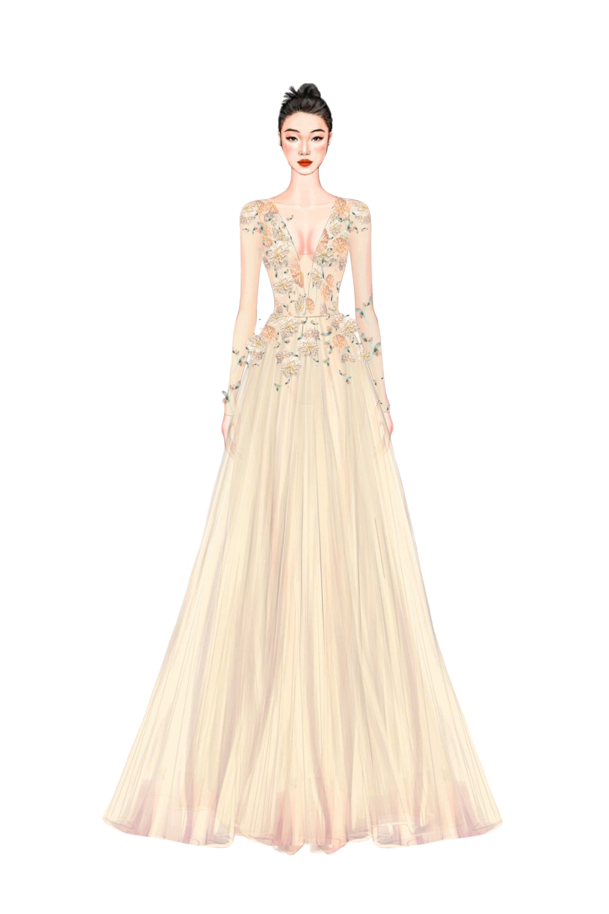 Qabar tulle flower dress