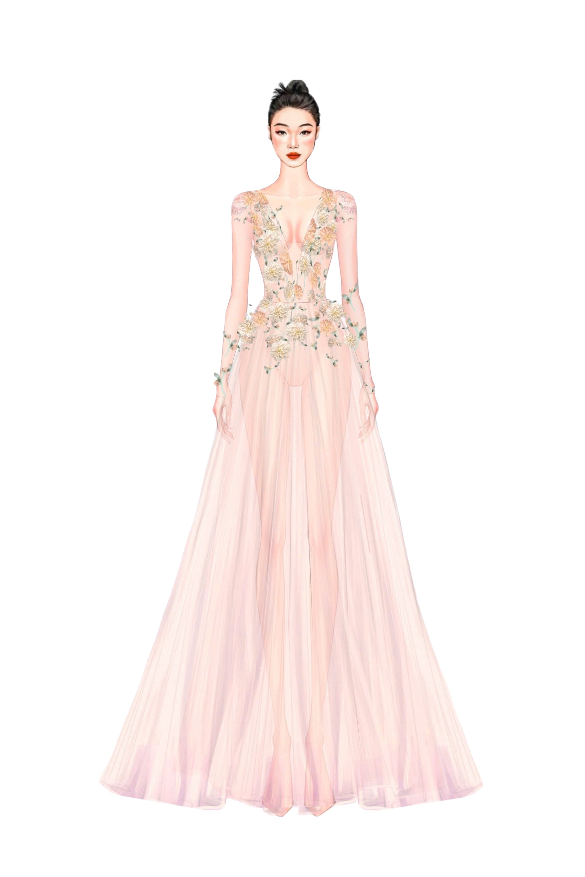 Qabar tulle flower dress