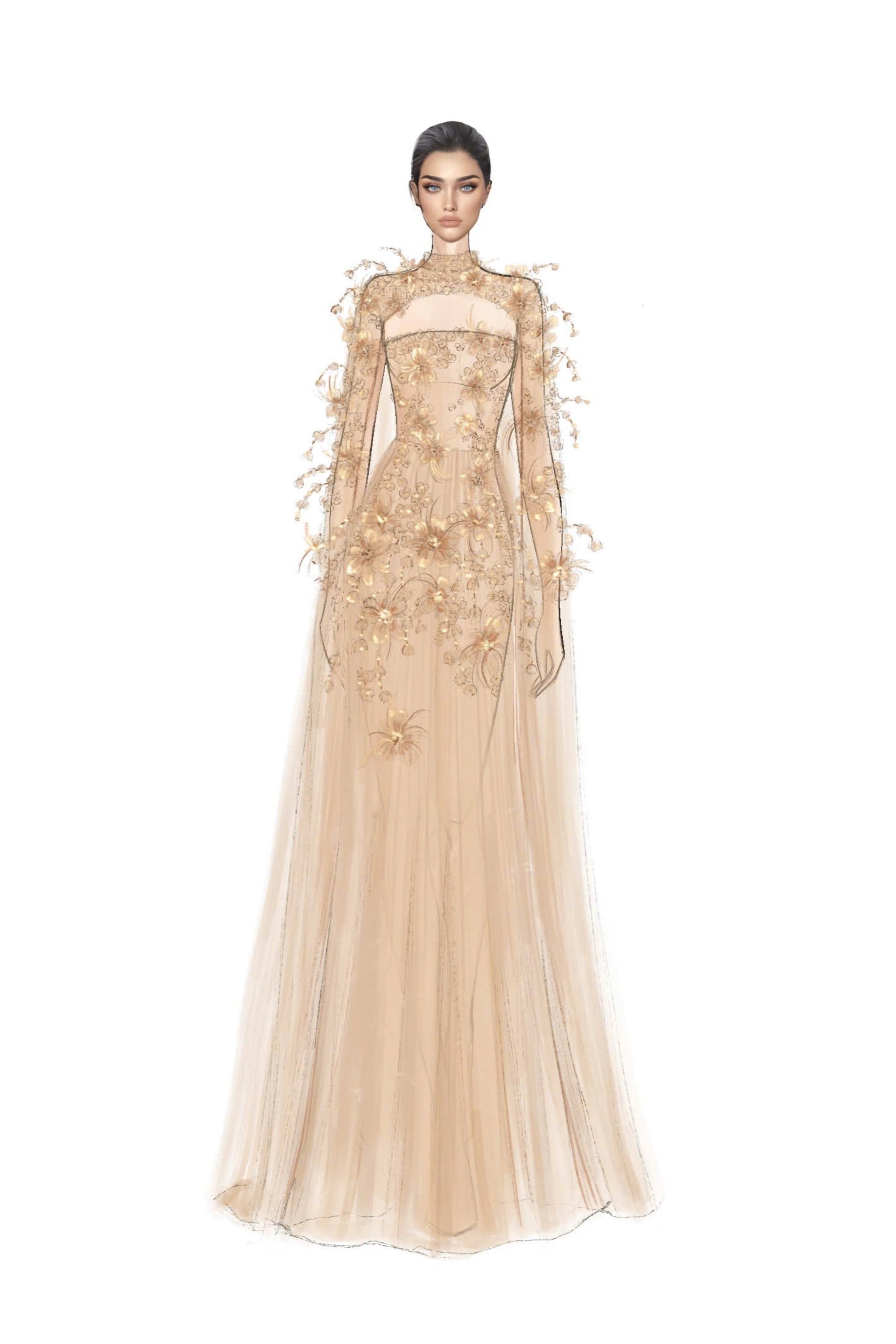 Kamilia tulle flower cape