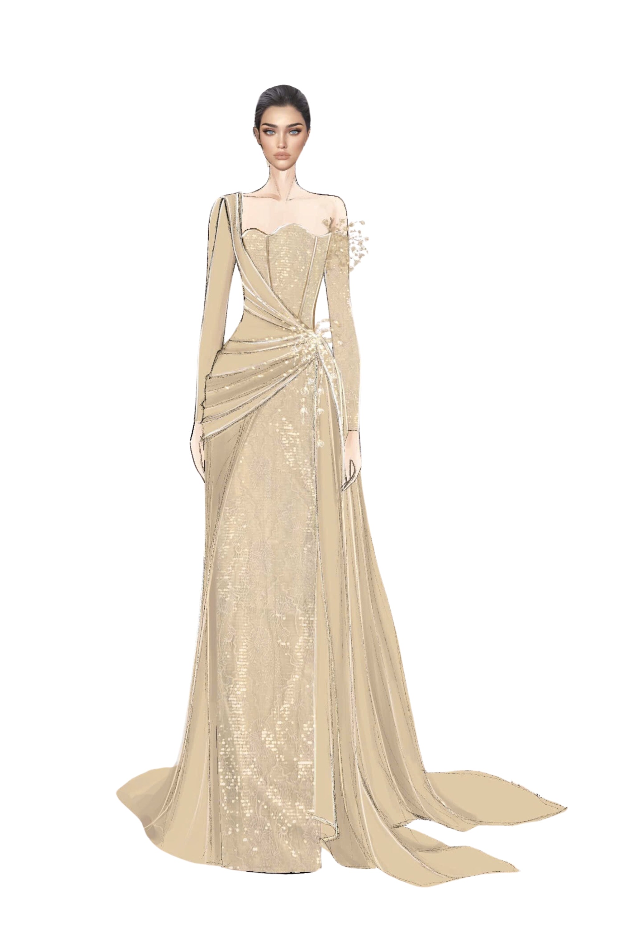 Khuzama sequin & silk satin dress