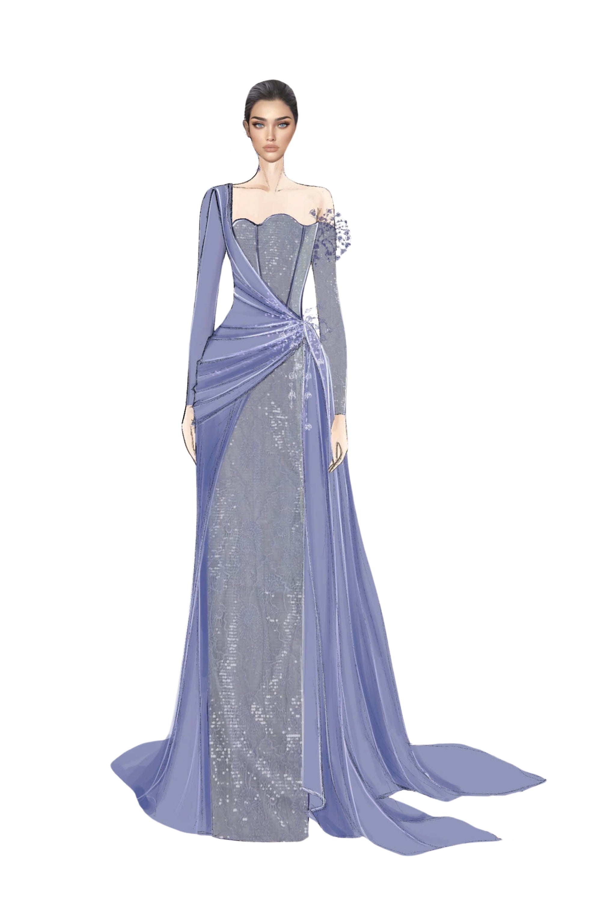 Khuzama sequin & silk satin dress