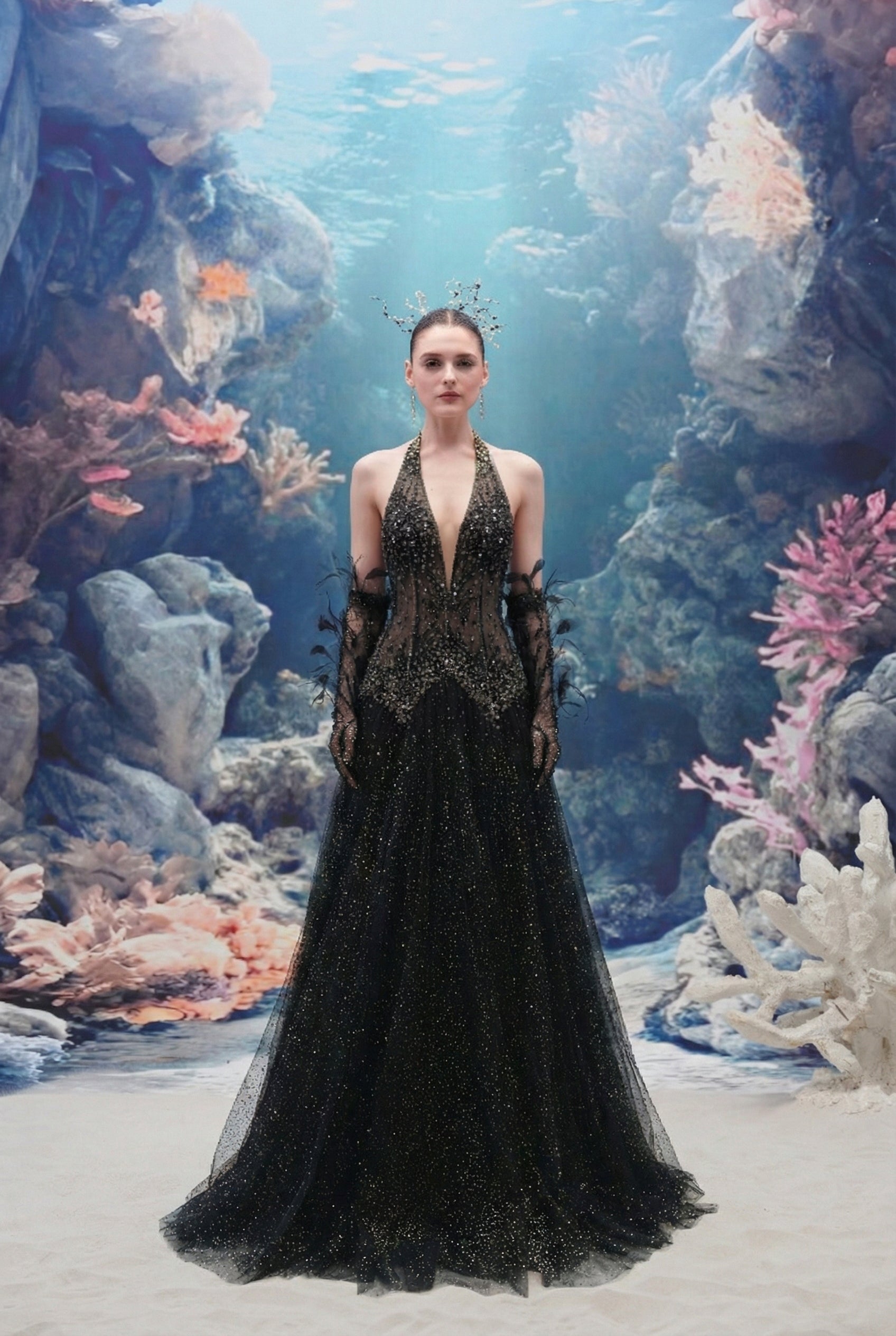 Muriel Glitter Tulle Dress & Corisande Glitter Tulle Gloves